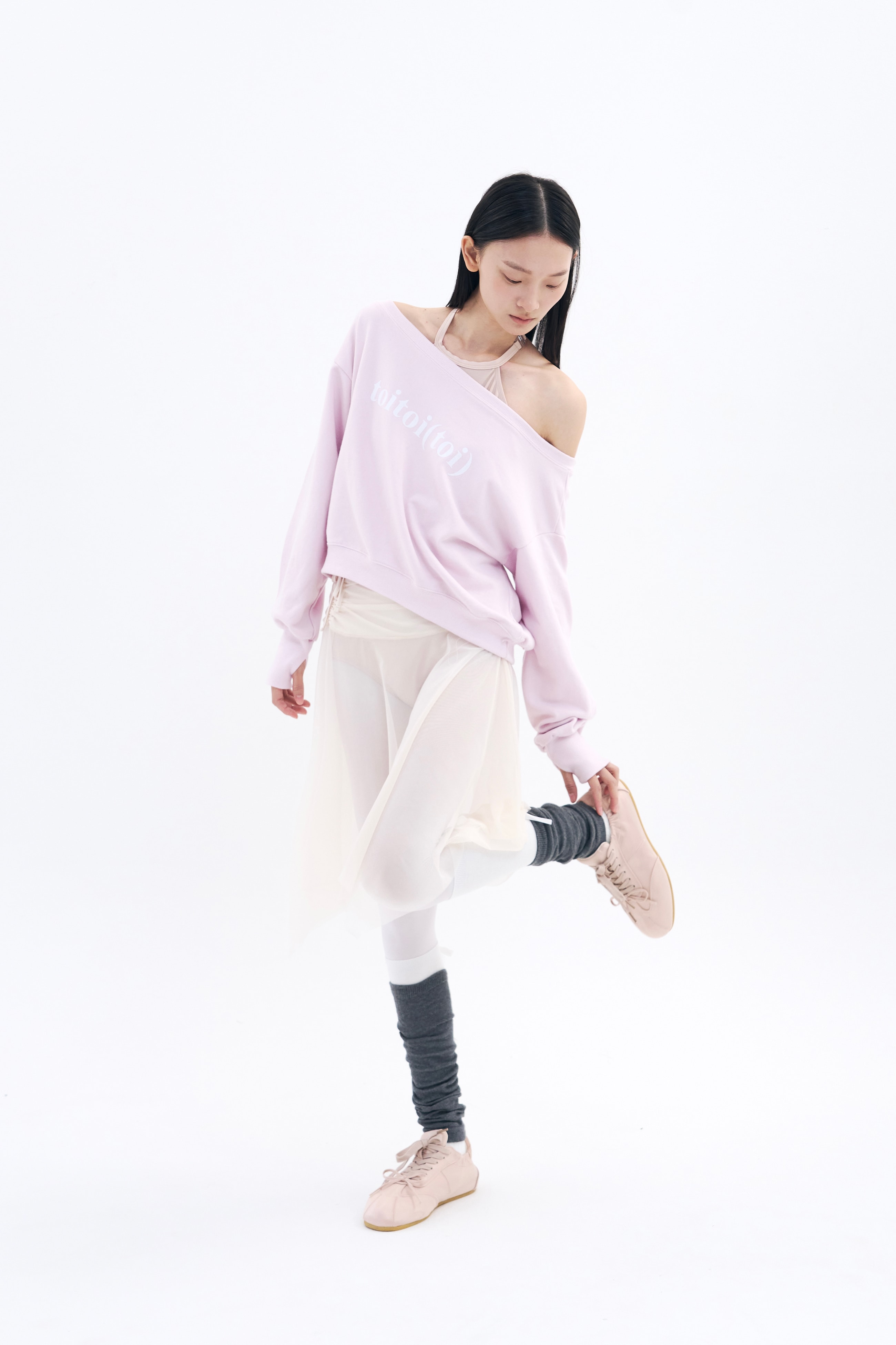 [Reorder|9월2째주 순차예약발송] Toitoi(toi) Drape Shoulder Sweatshirts _ Pale Pink