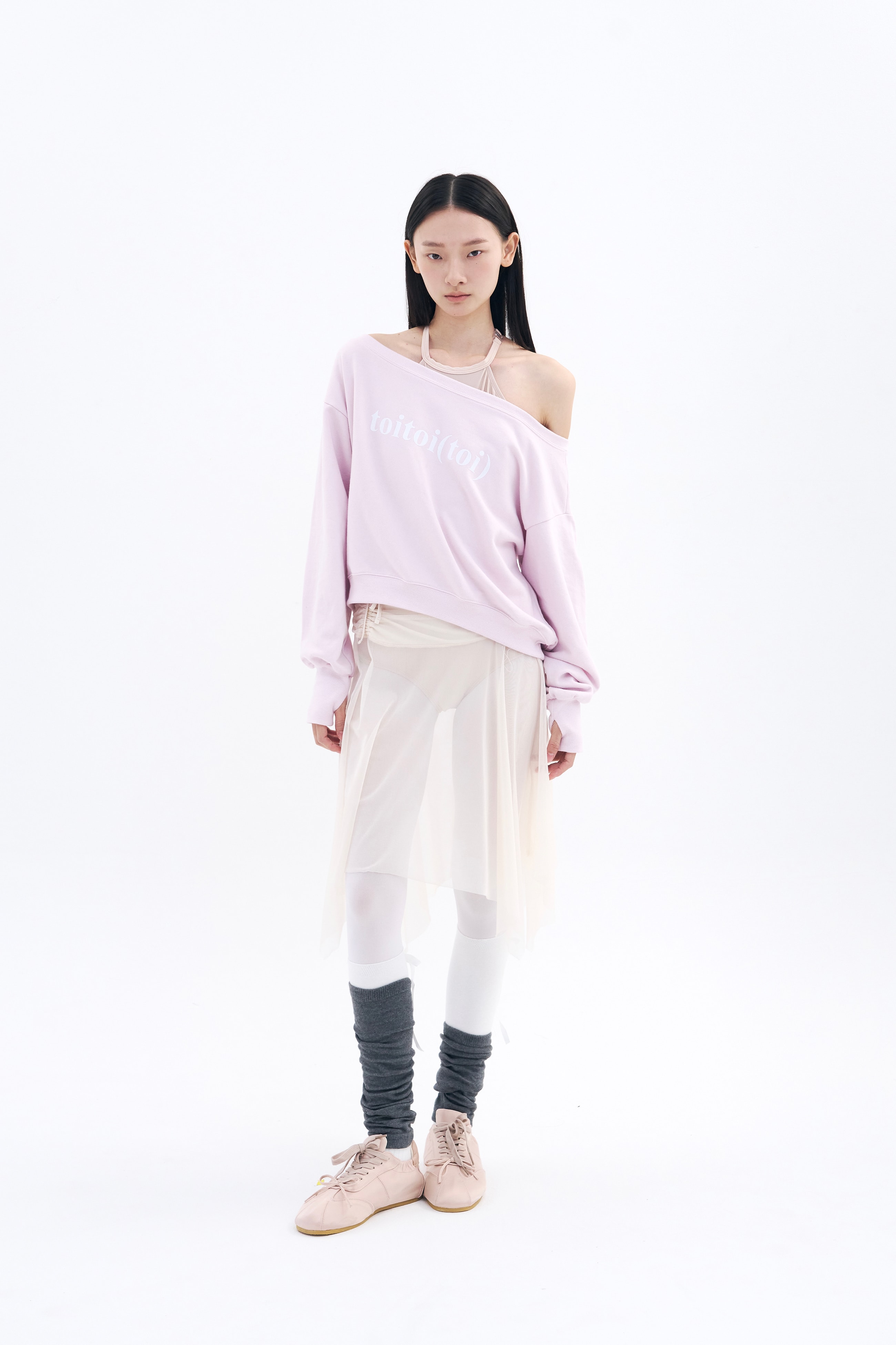 [Reorder|9월2째주 순차예약발송] Toitoi(toi) Drape Shoulder Sweatshirts _ Pale Pink
