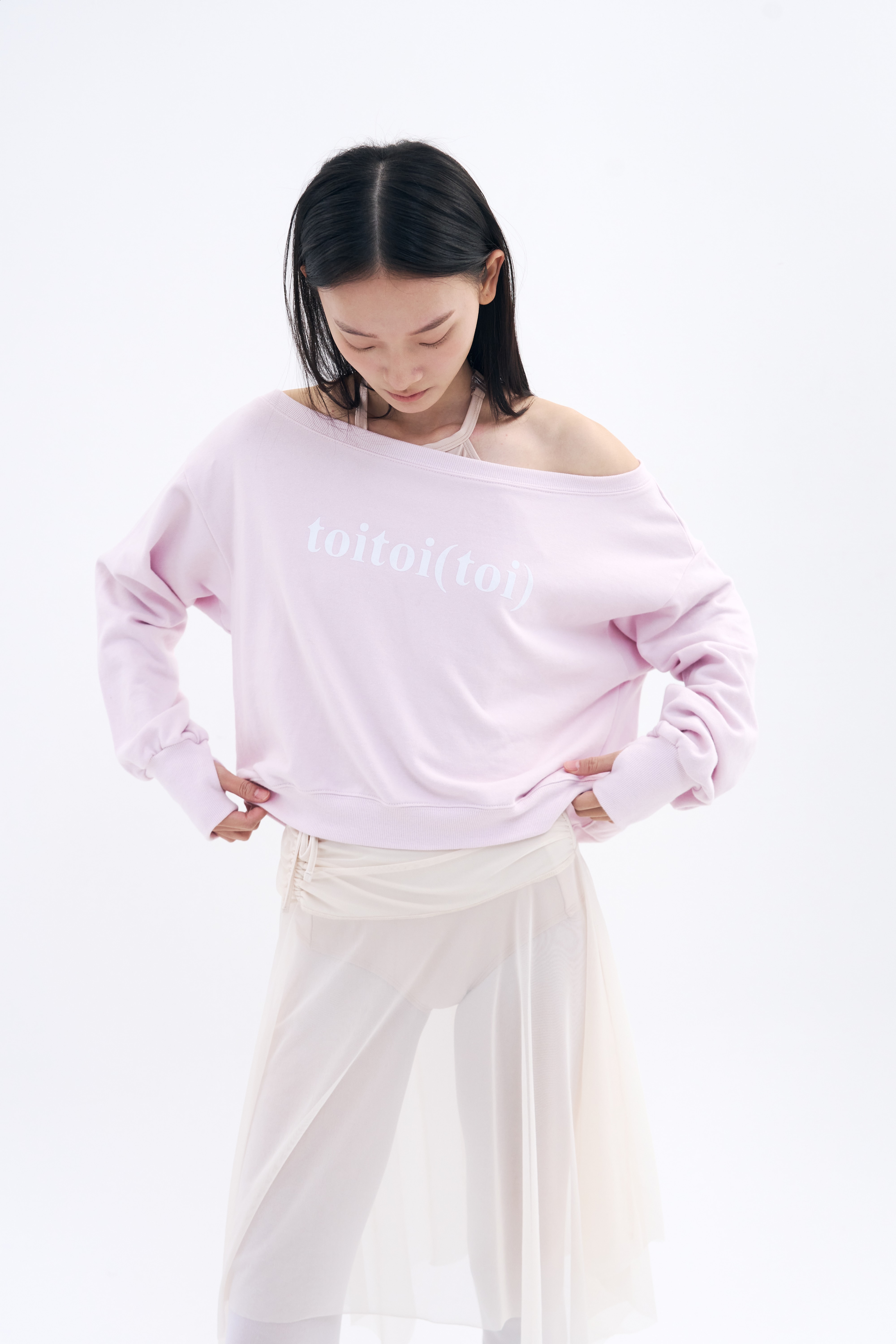 [Reorder|9월2째주 순차예약발송] Toitoi(toi) Drape Shoulder Sweatshirts _ Pale Pink