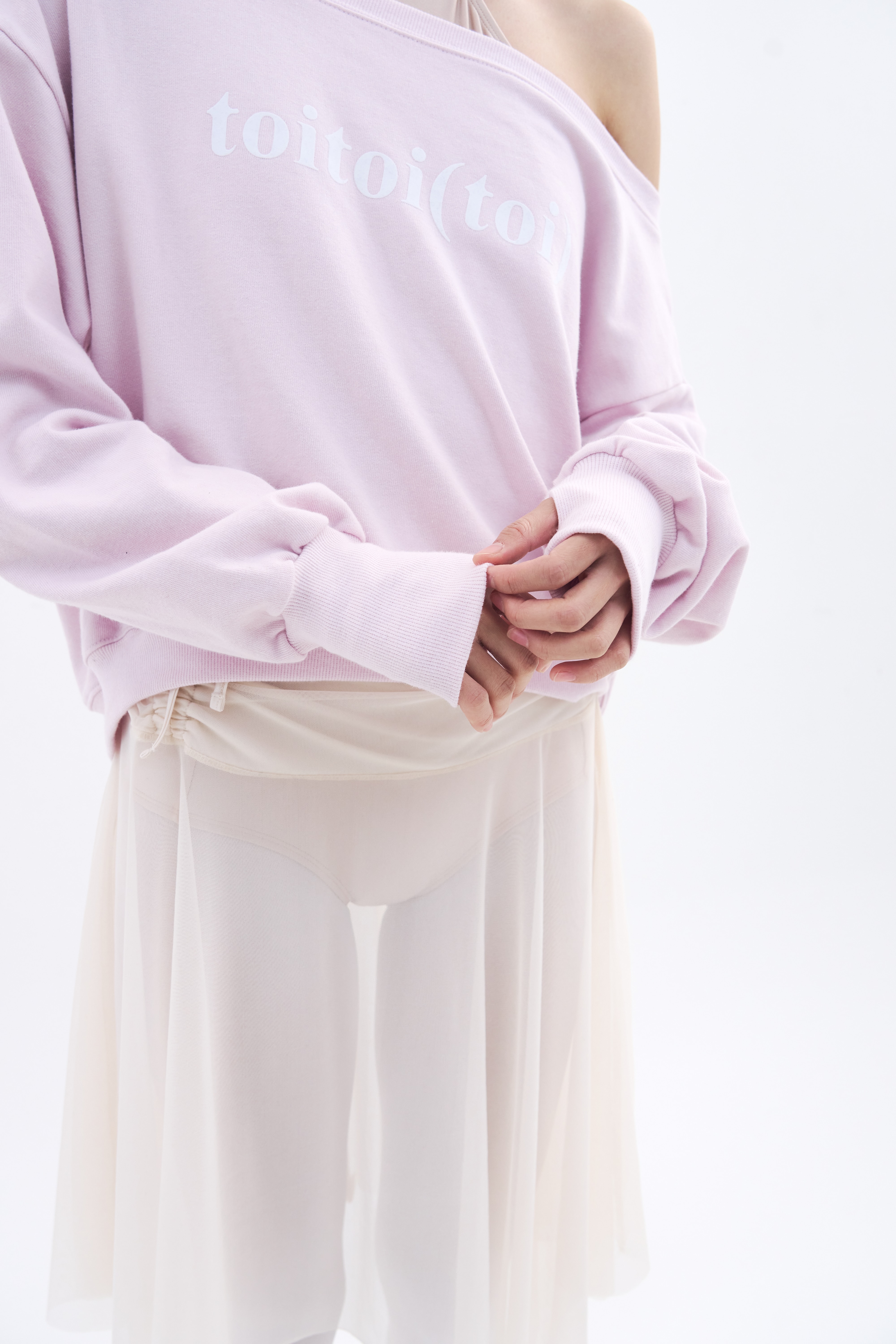 [Reorder|9월2째주 순차예약발송] Toitoi(toi) Drape Shoulder Sweatshirts _ Pale Pink