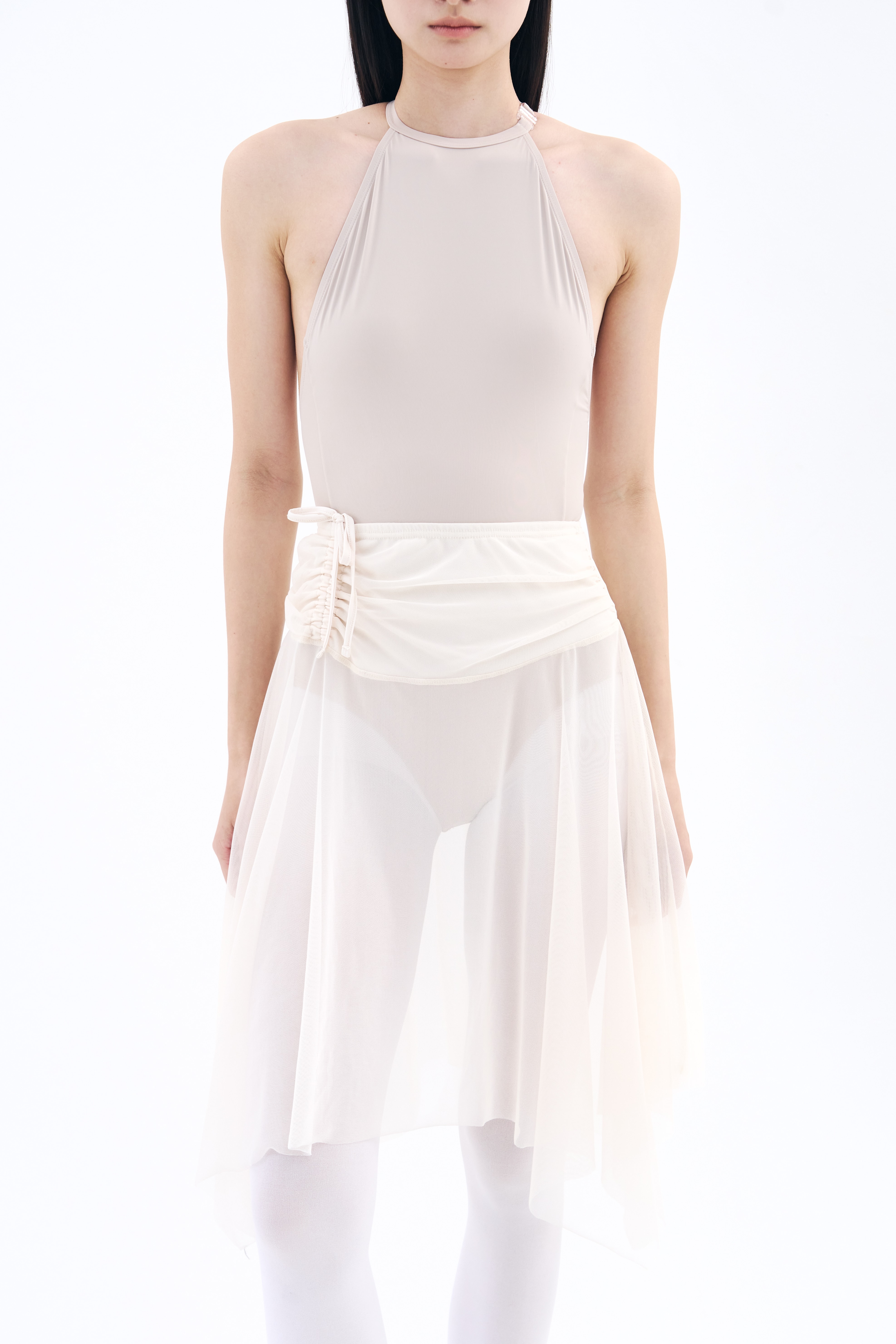 [4차 Reorder]Bow of Air Mesh Skirt  _ Cream