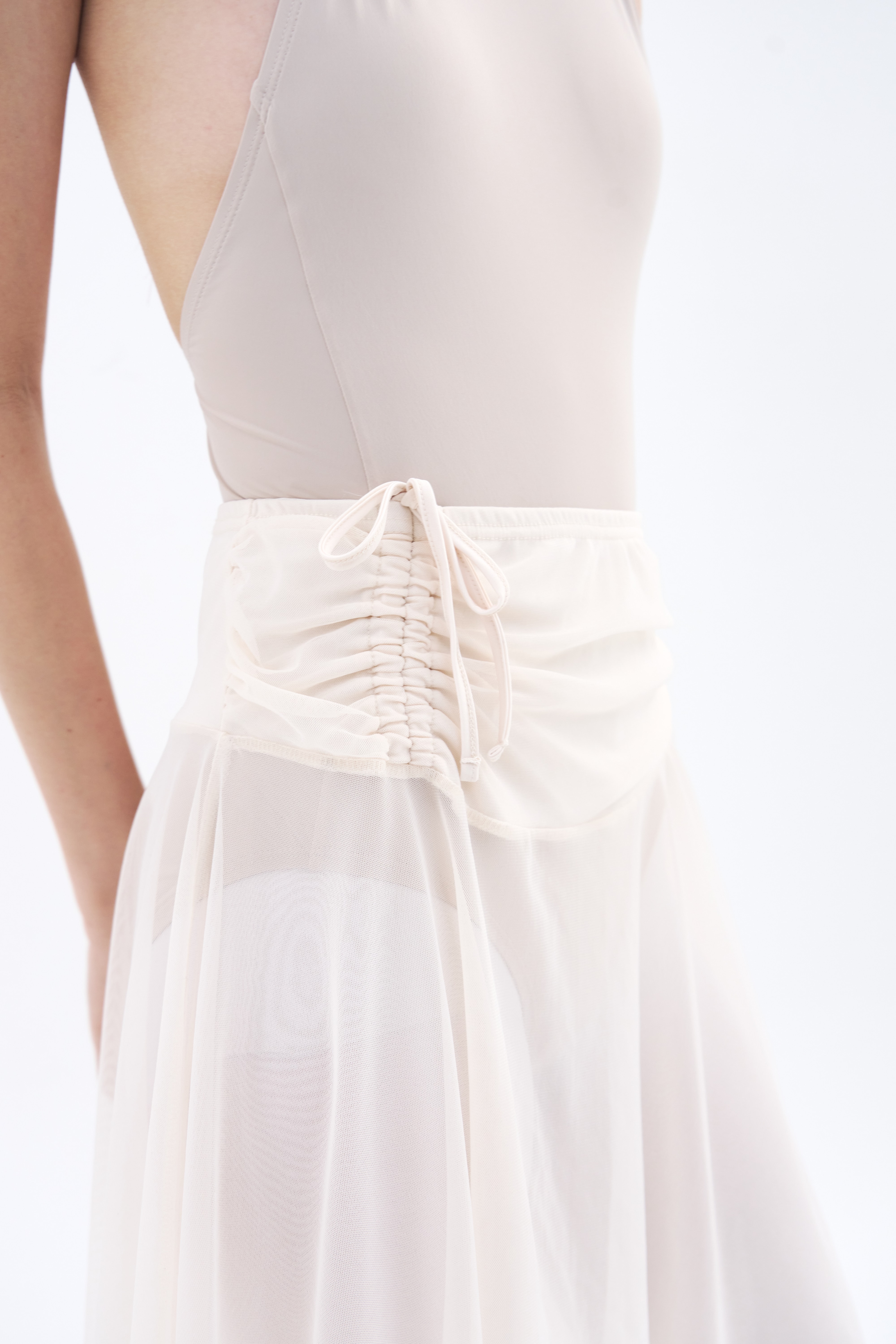 [4차 Reorder]Bow of Air Mesh Skirt  _ Cream