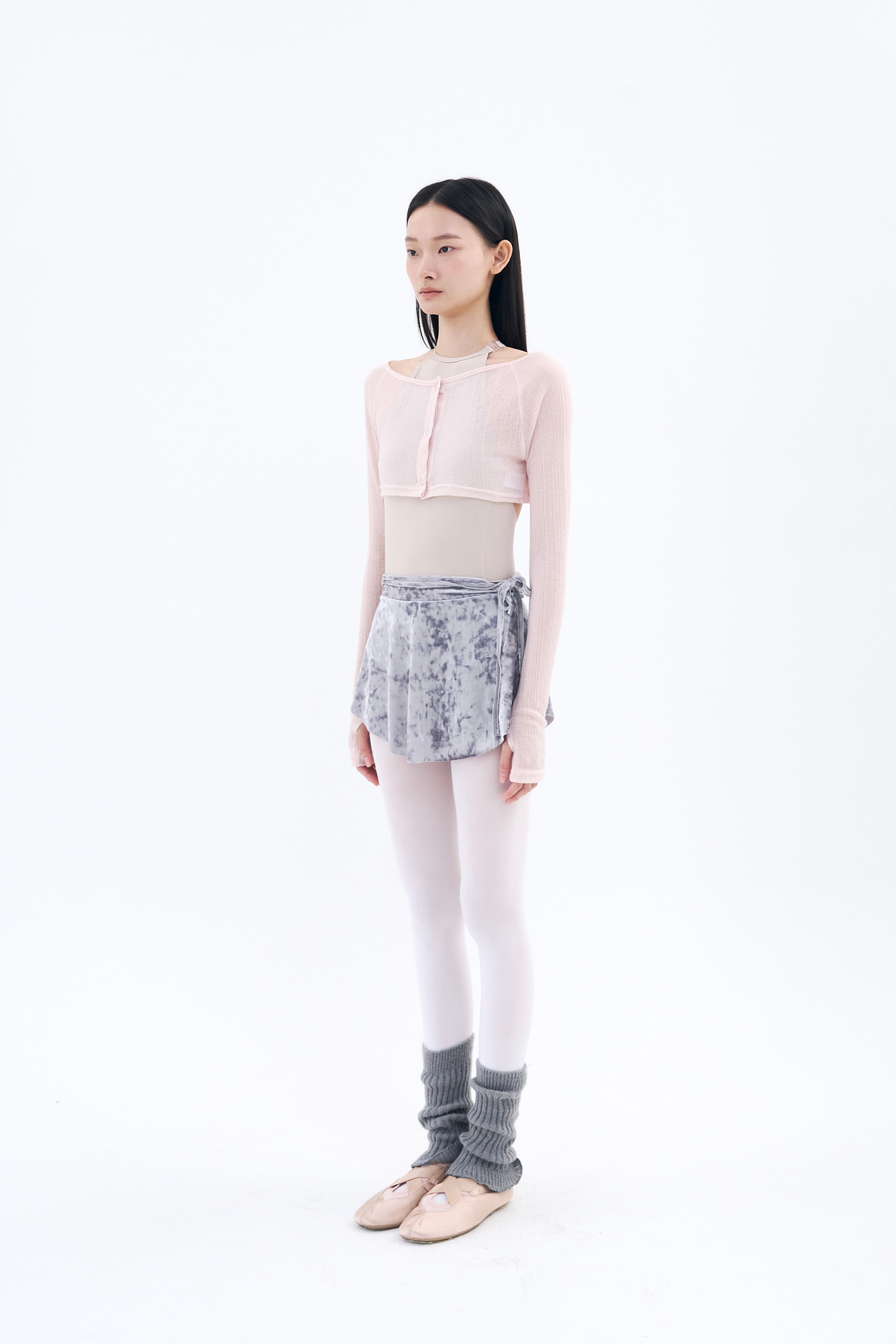 Crushed Velvet Strap Skirt  _ Mauve Grey