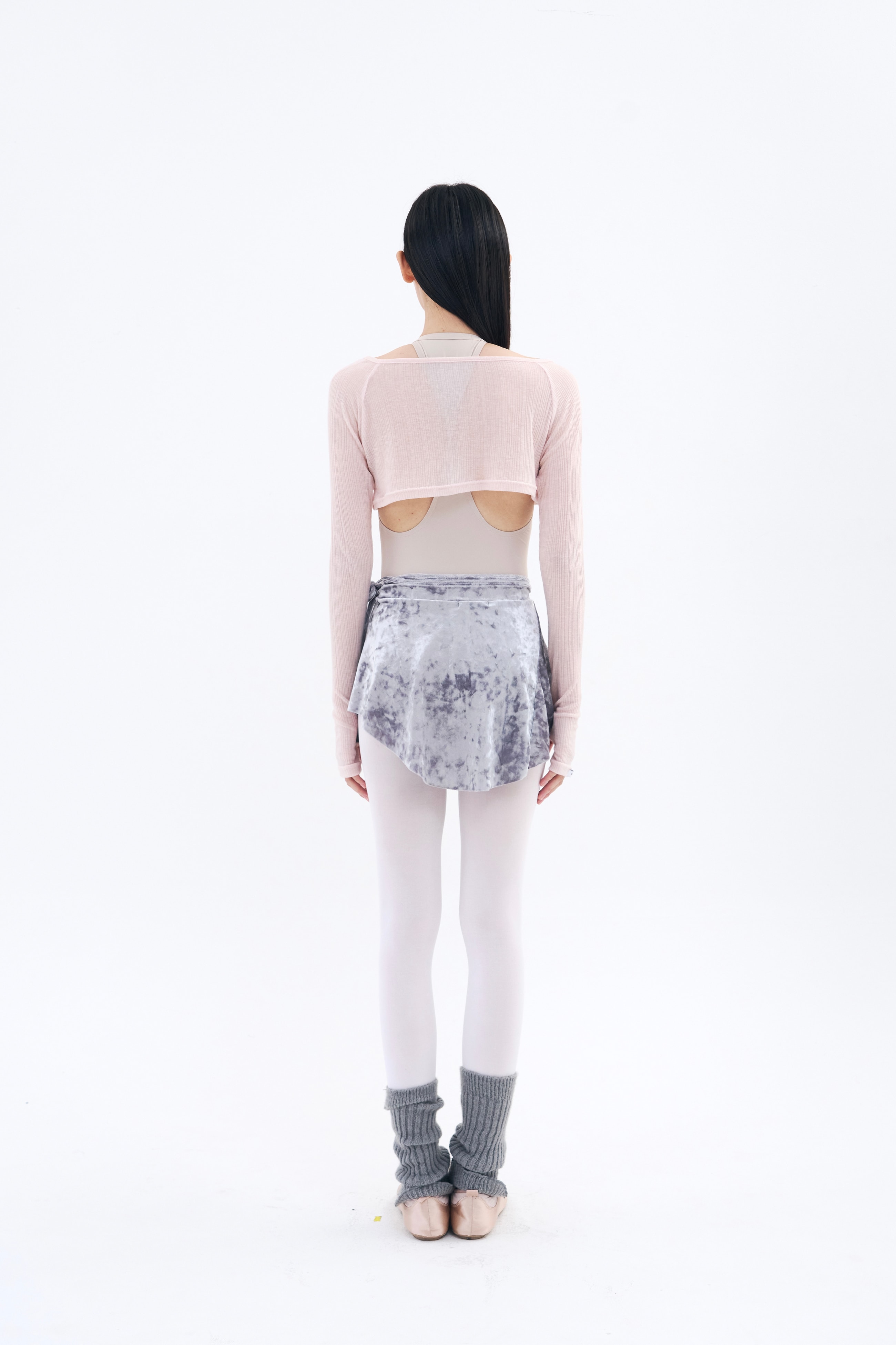 Crushed Velvet Strap Skirt  _ Mauve Grey