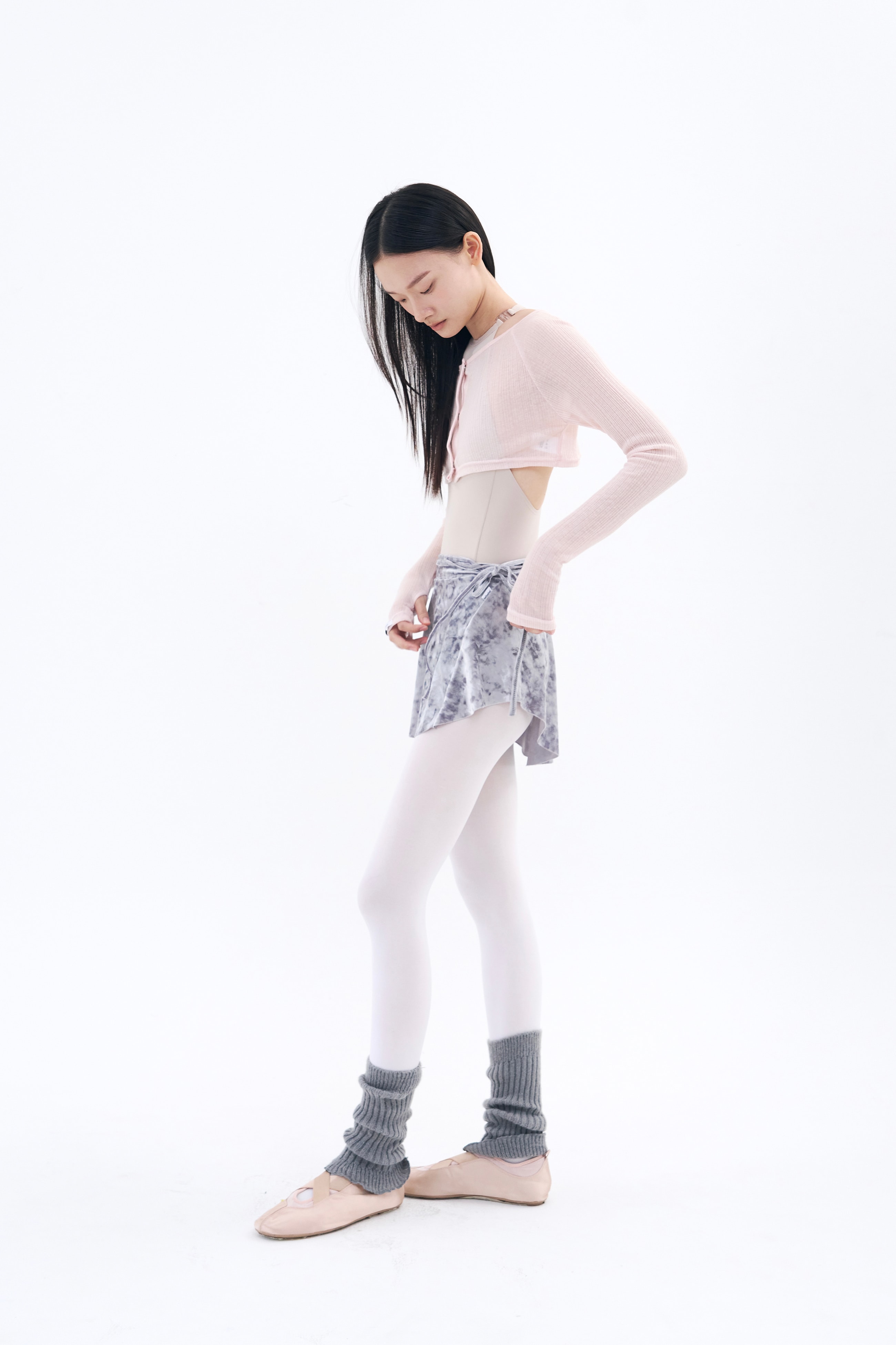 Crushed Velvet Strap Skirt  _ Mauve Grey