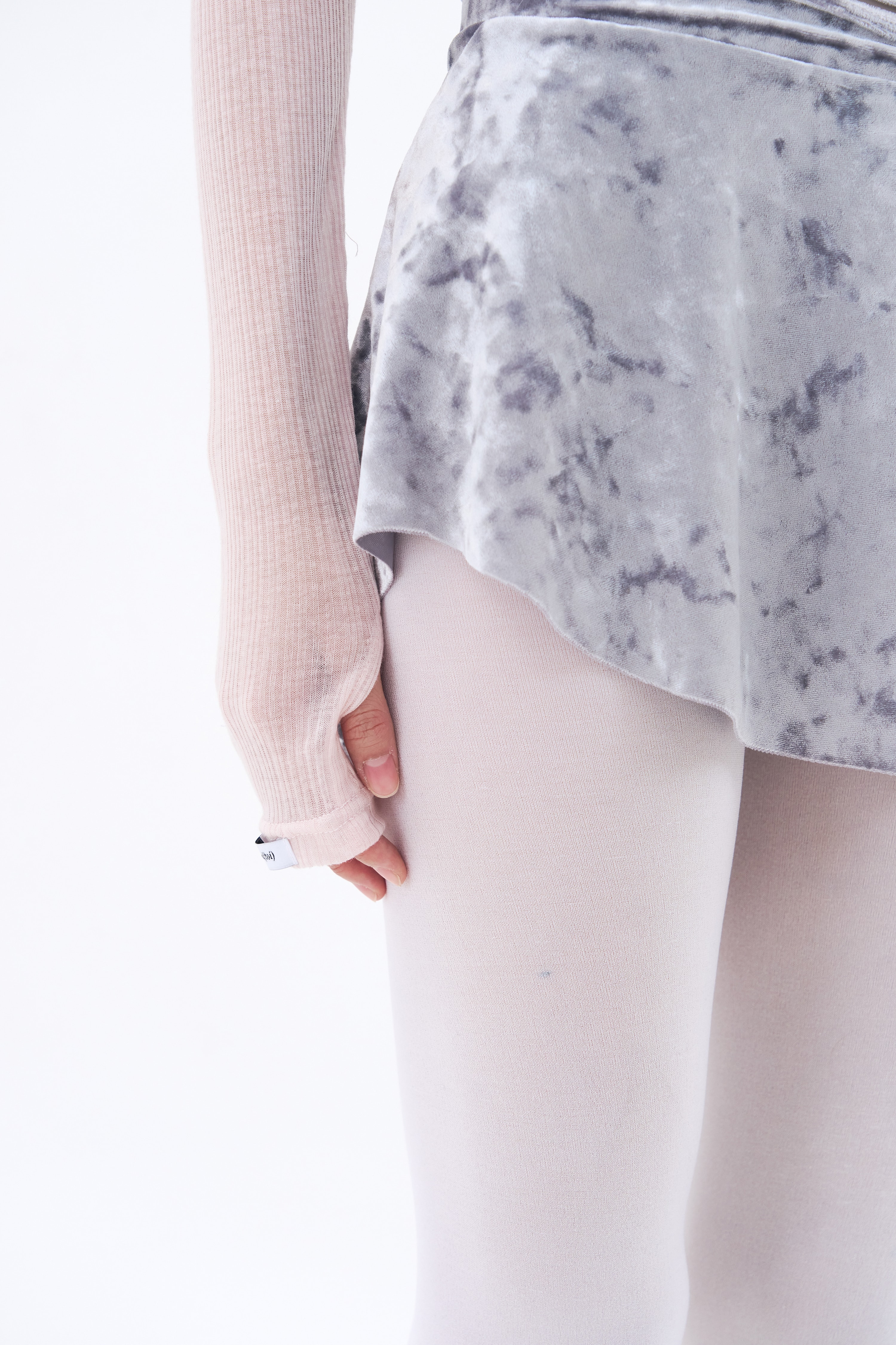 Crushed Velvet Strap Skirt  _ Mauve Grey