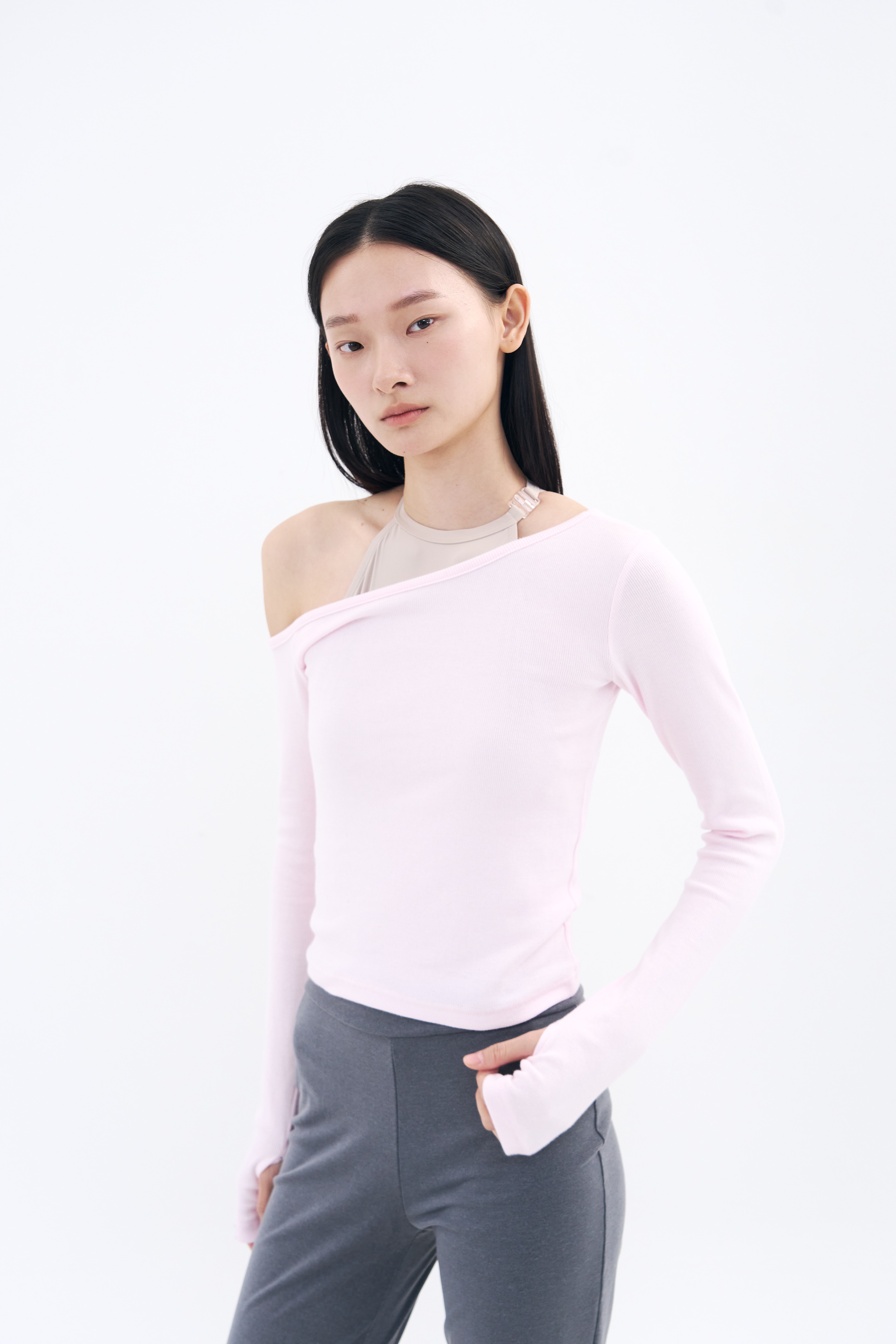 Tilt Shoulder Tee _ Barbie Pink