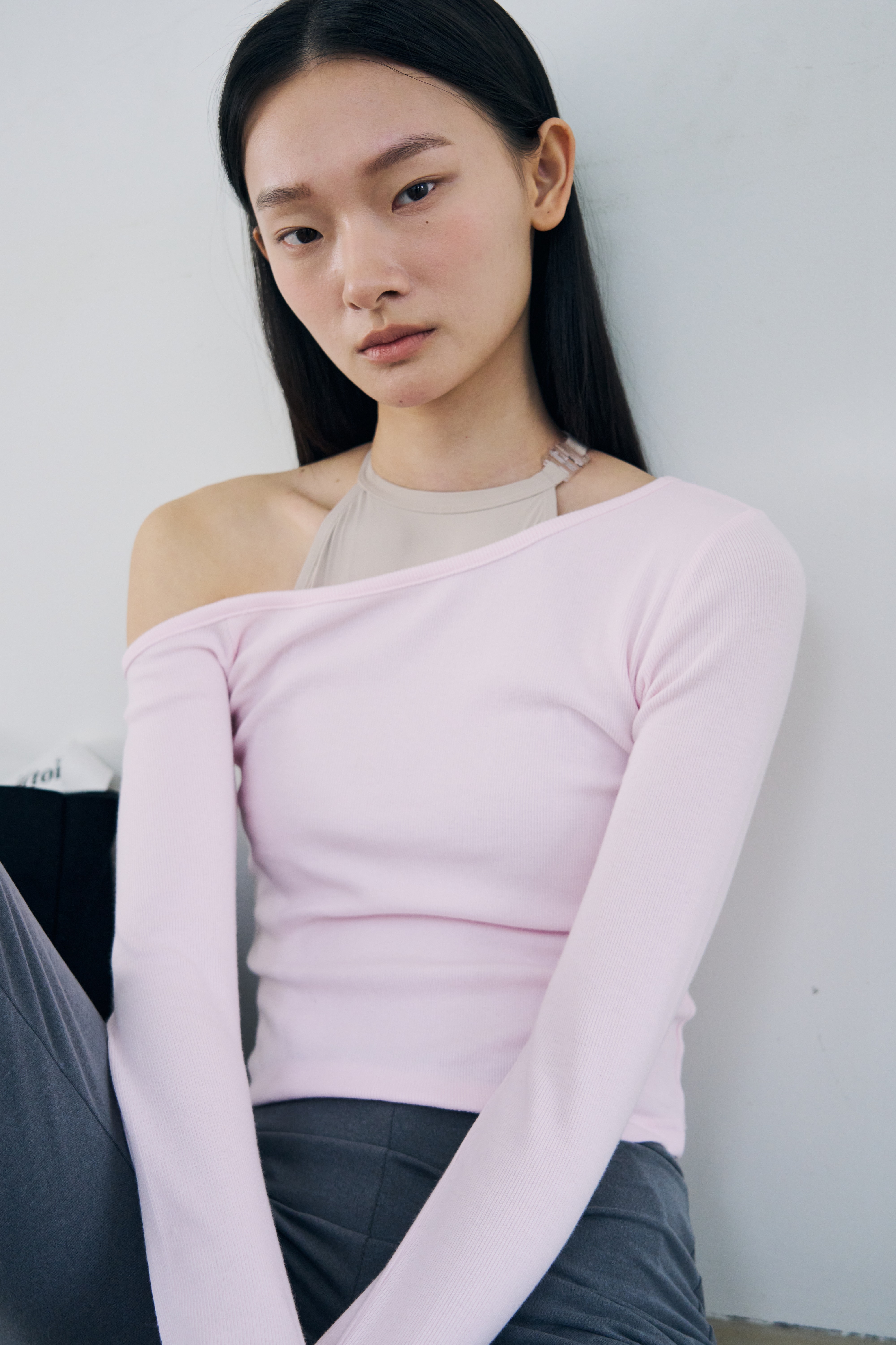 Tilt Shoulder Tee _ Barbie Pink