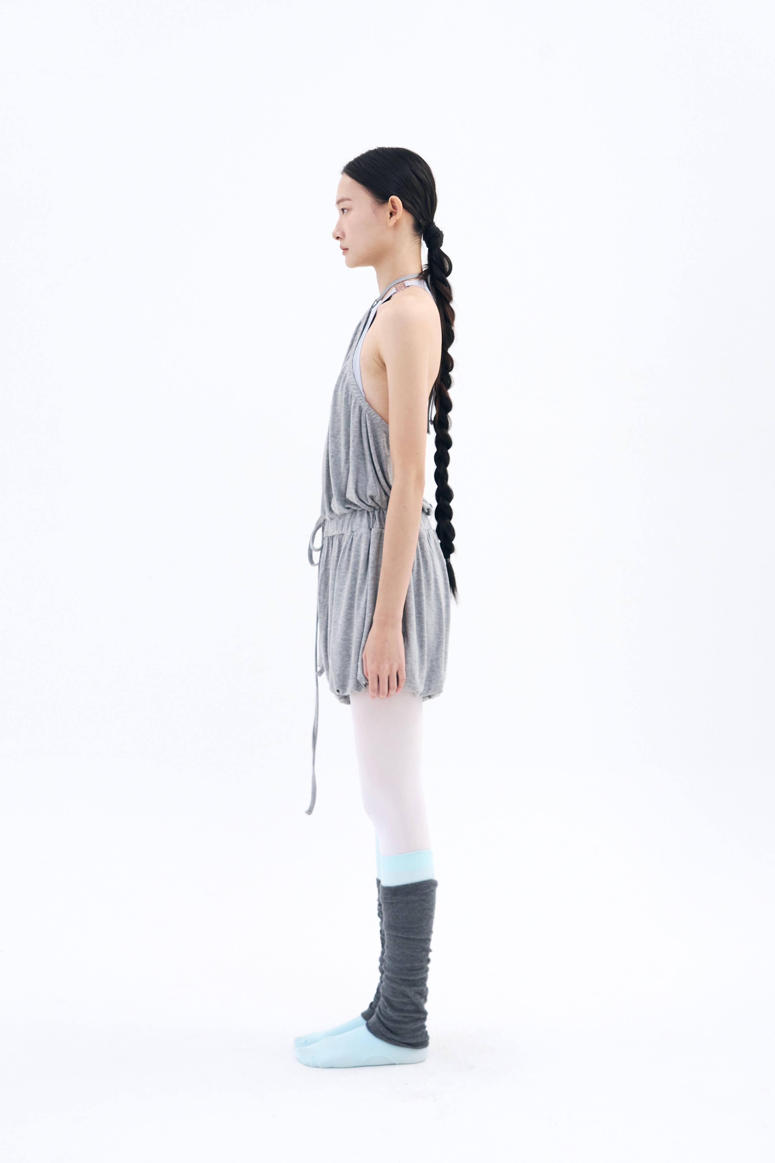 Halter Balloon Romper _ Mist Melange
