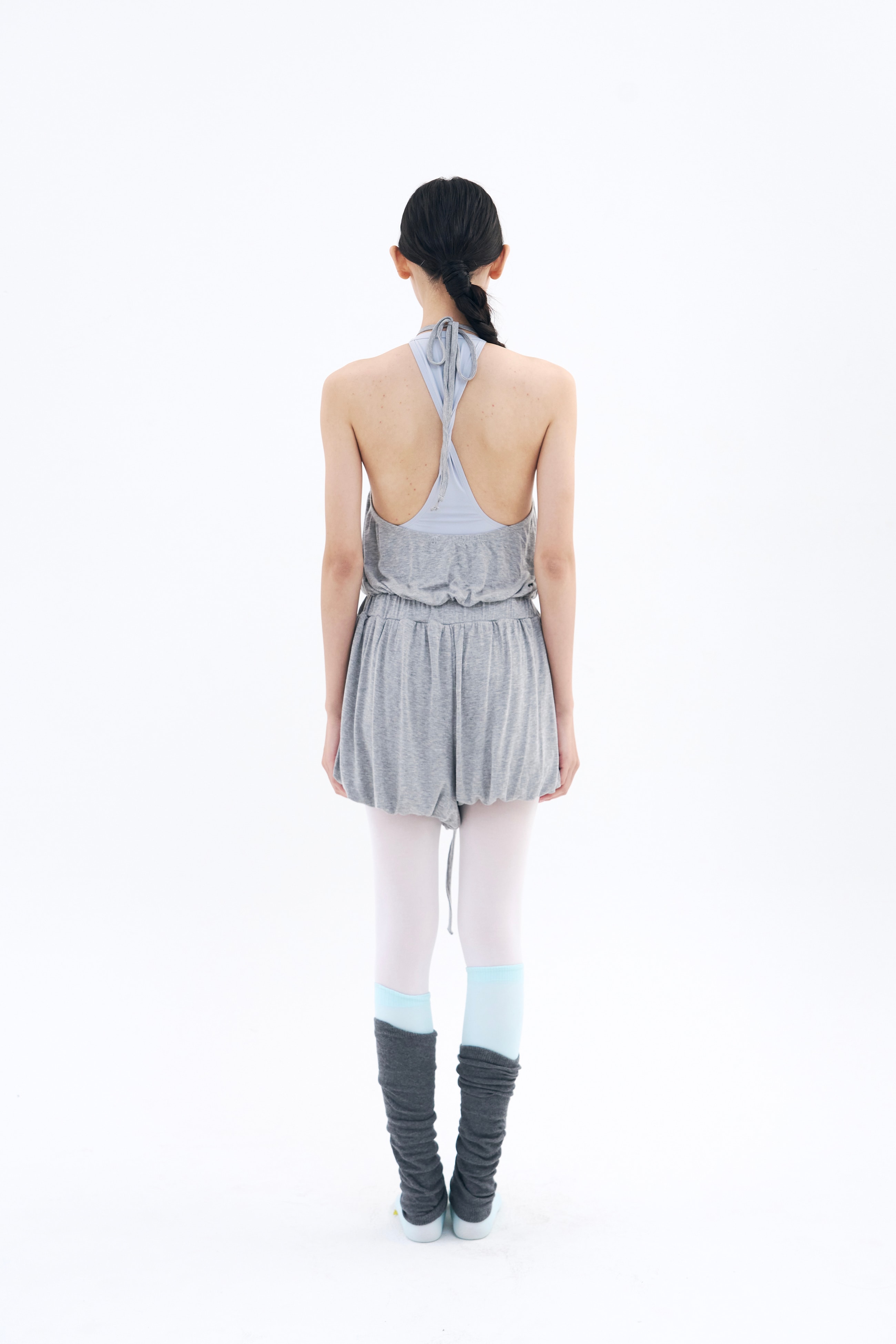 Halter Balloon Romper _ Mist Melange