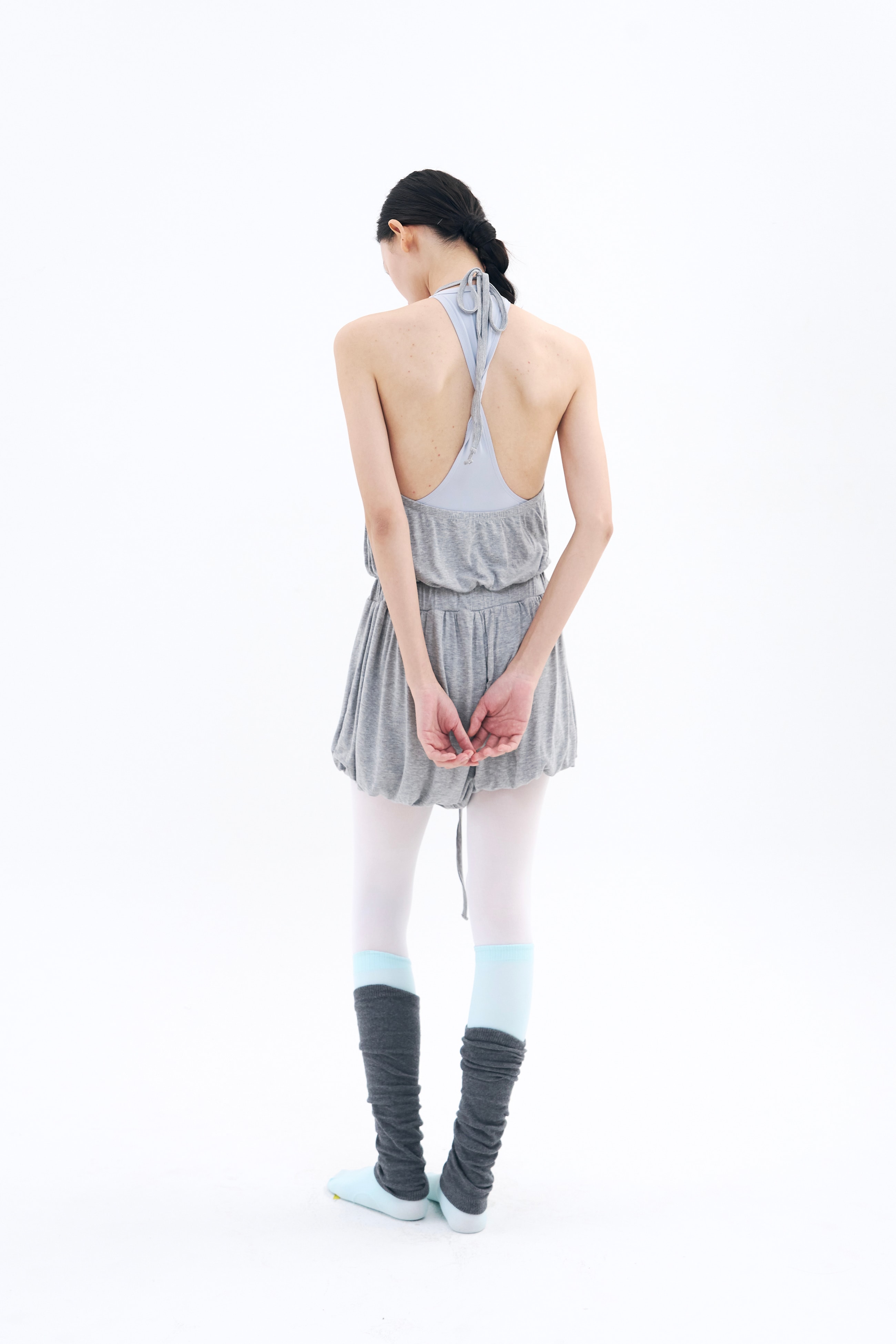 Halter Balloon Romper _ Mist Melange