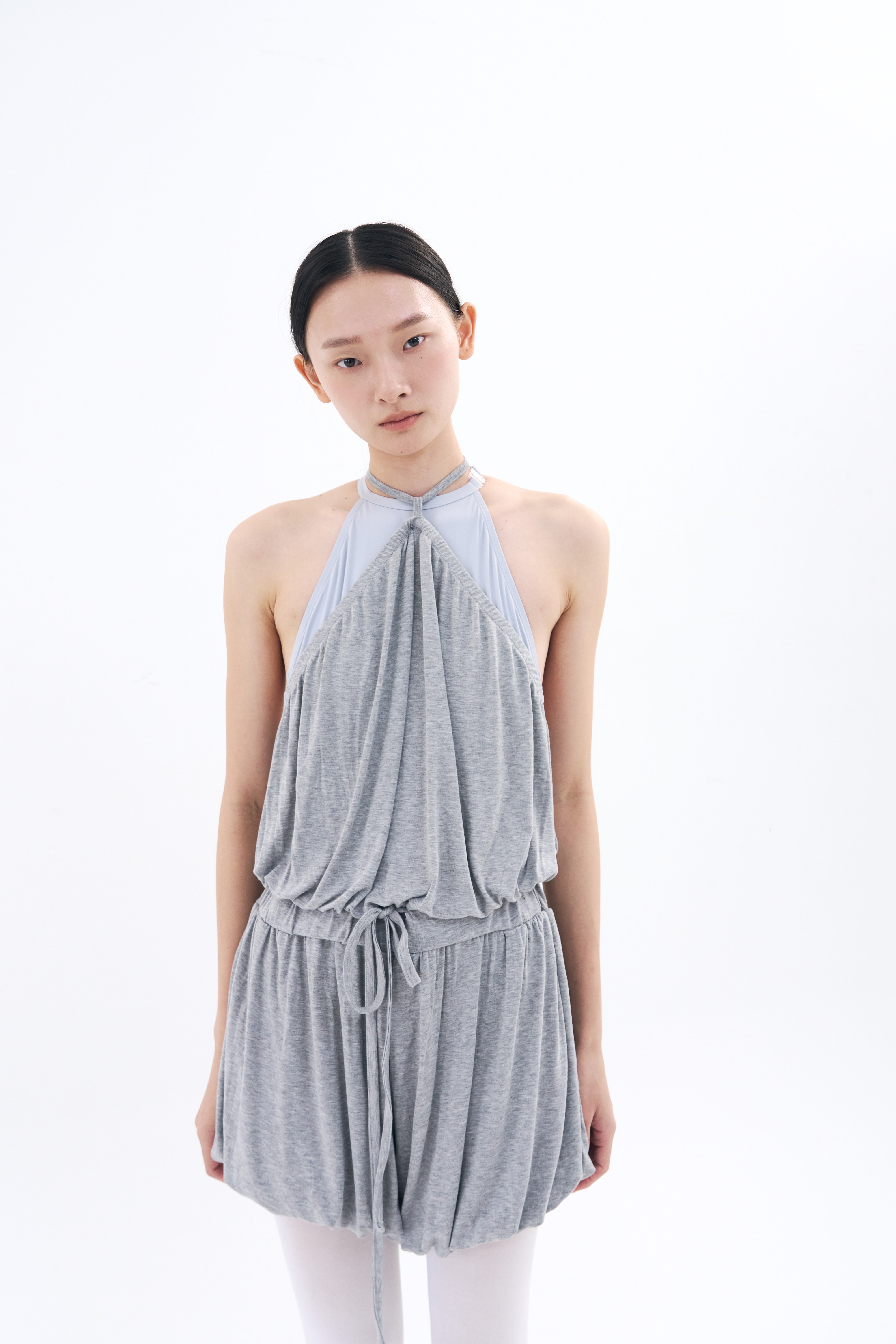 Halter Balloon Romper _ Mist Melange