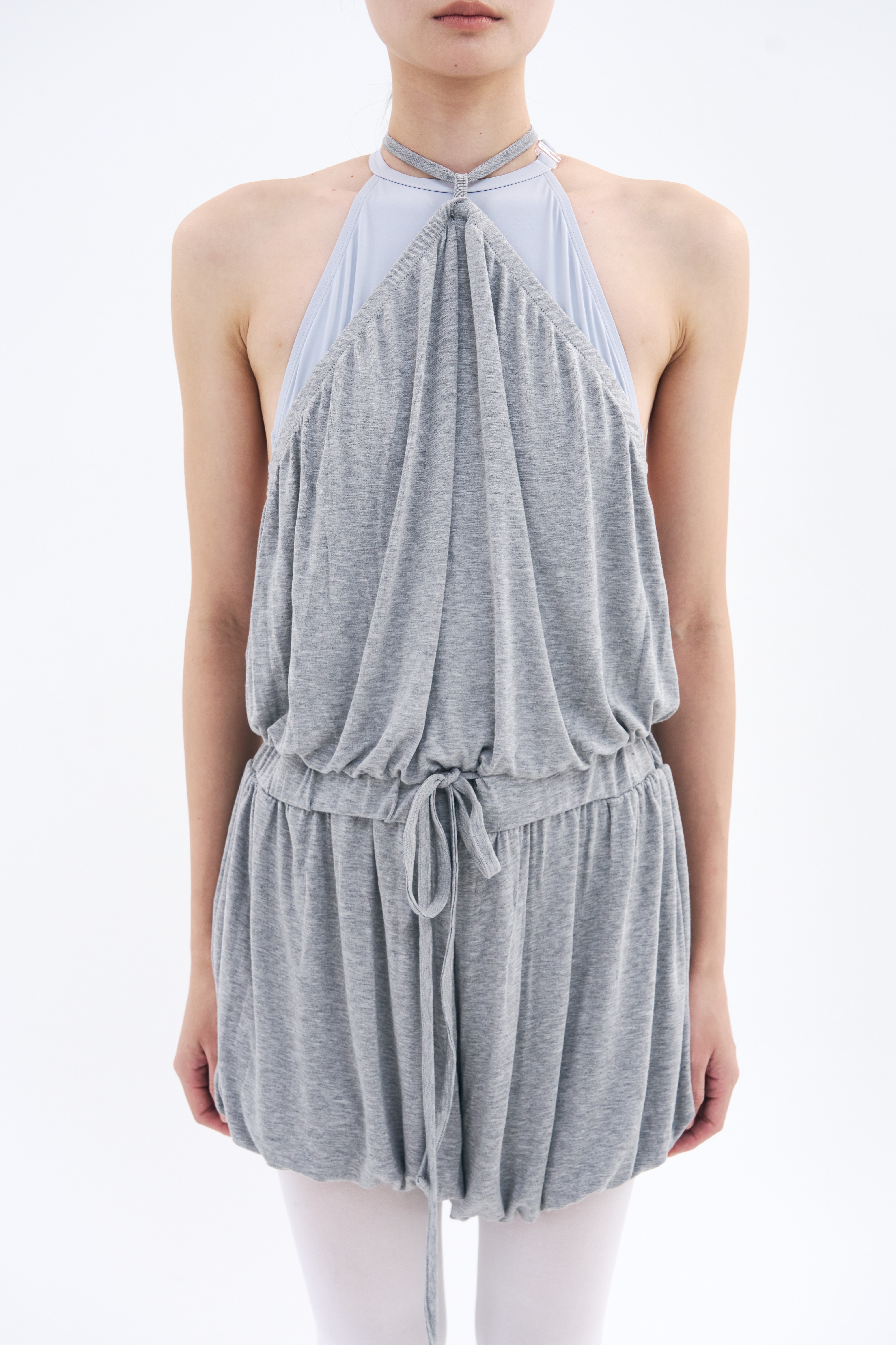 Halter Balloon Romper _ Mist Melange