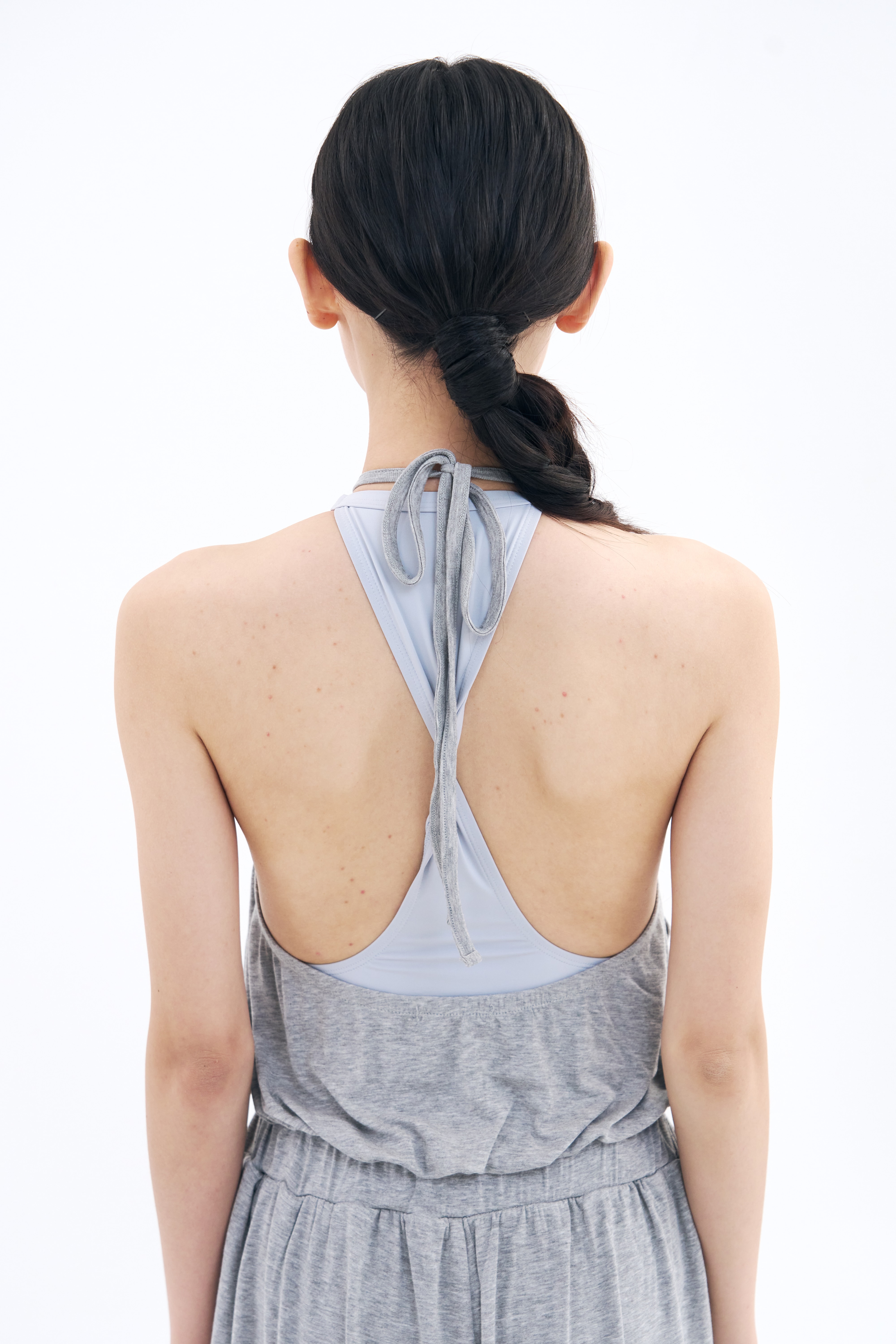 Halter Balloon Romper _ Mist Melange