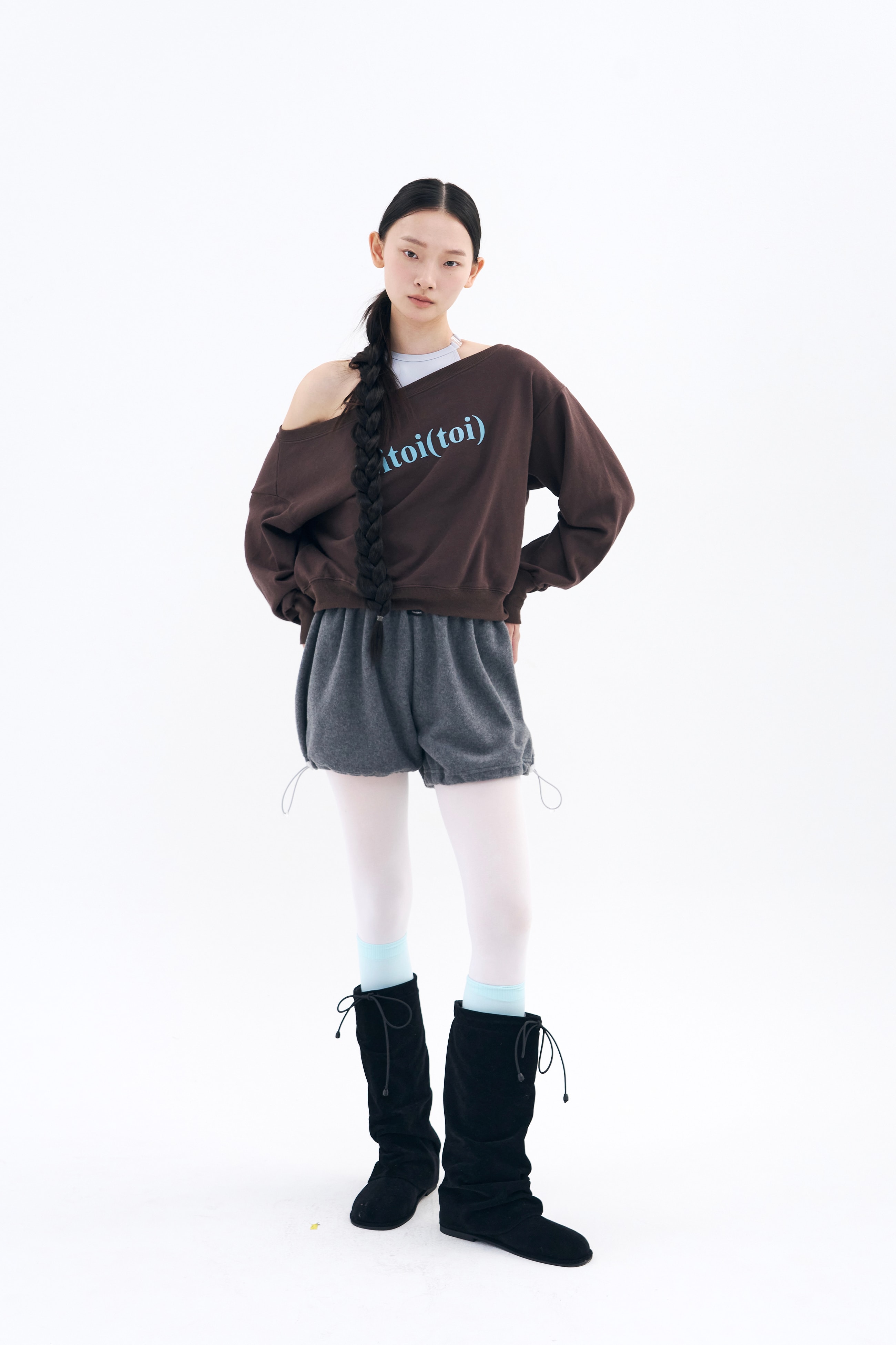 [Reorder|9월2째주 순차예약발송] Toitoi(toi) Drape Shoulder Sweatshirts _ Mocha Brown
