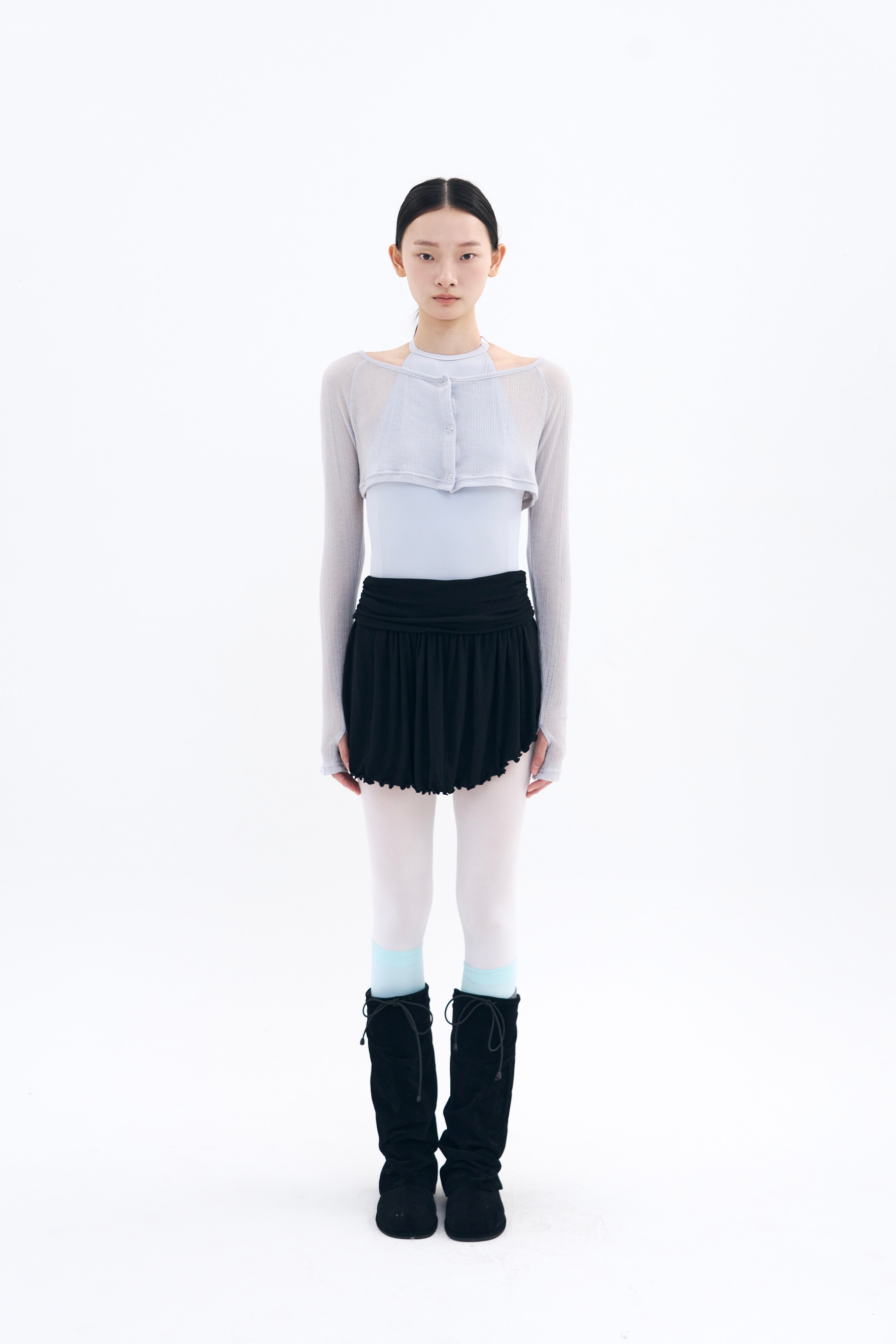 Unfold Shirring Skirt _ Black