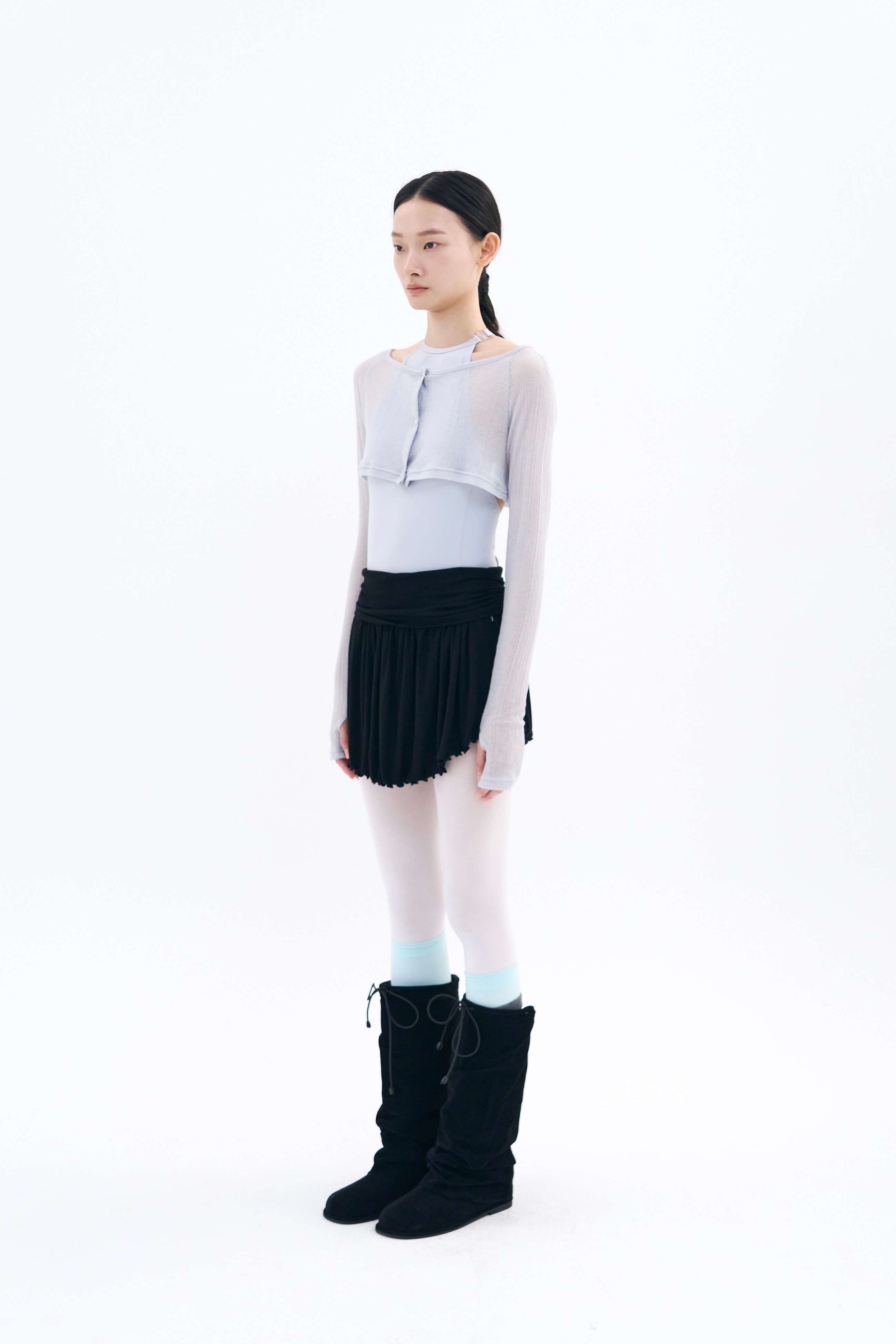 Unfold Shirring Skirt _ Black