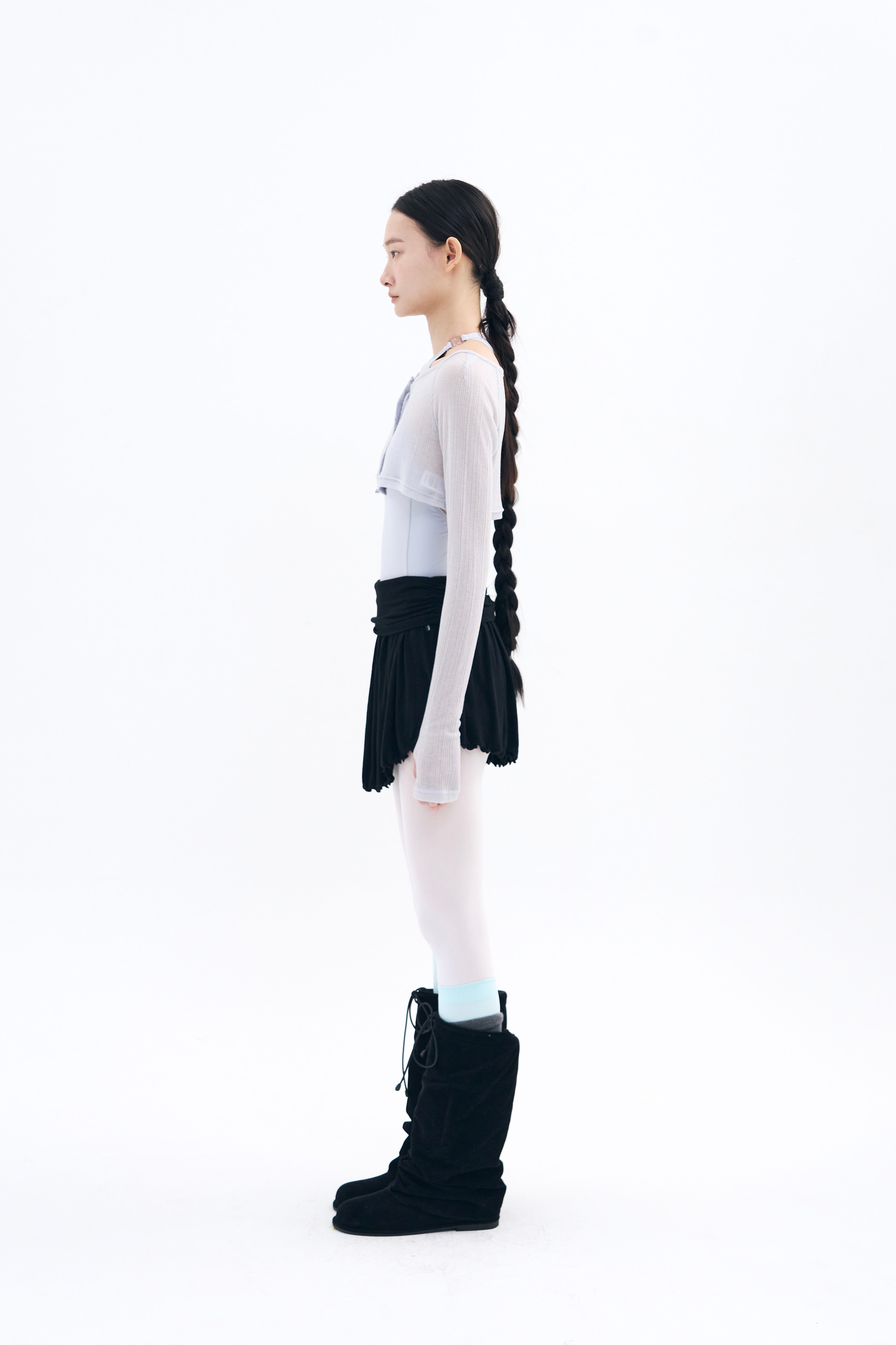 Unfold Shirring Skirt _ Black
