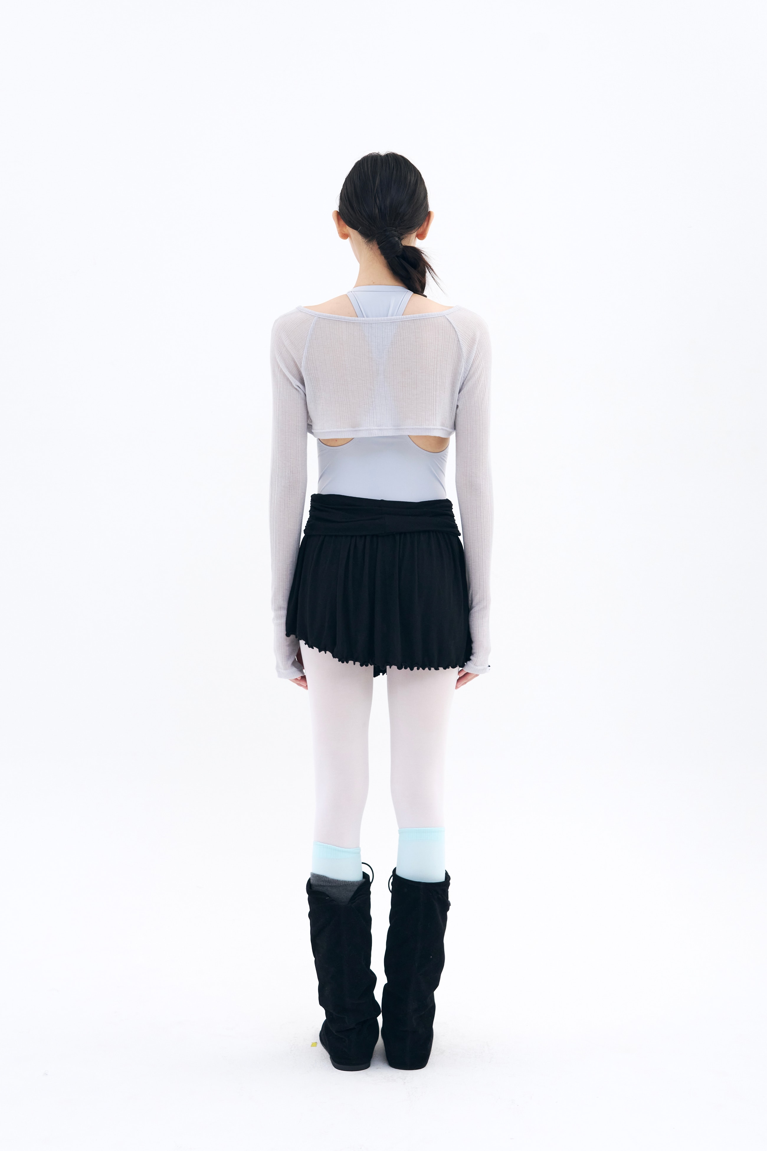 Unfold Shirring Skirt _ Black