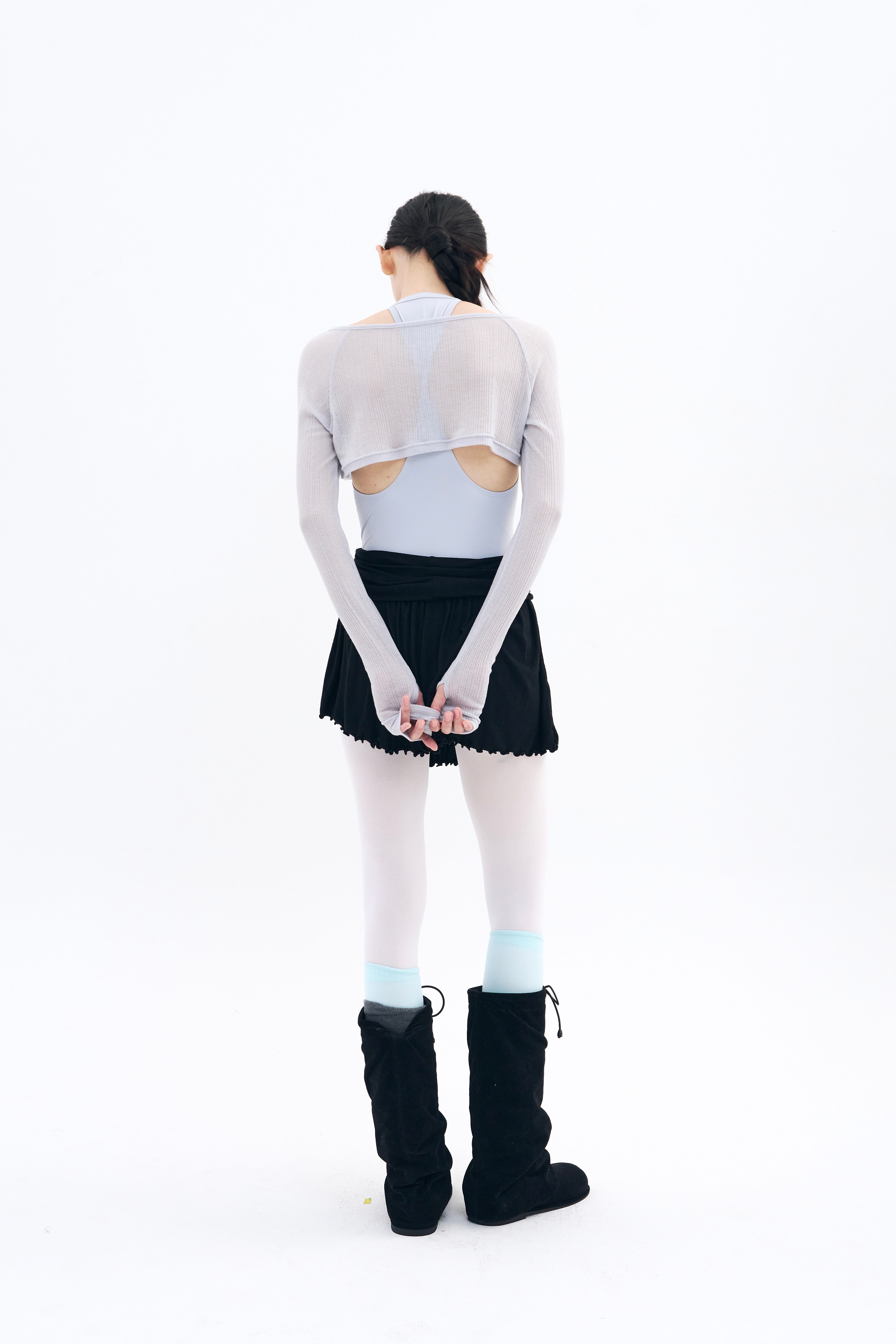 Unfold Shirring Skirt _ Black