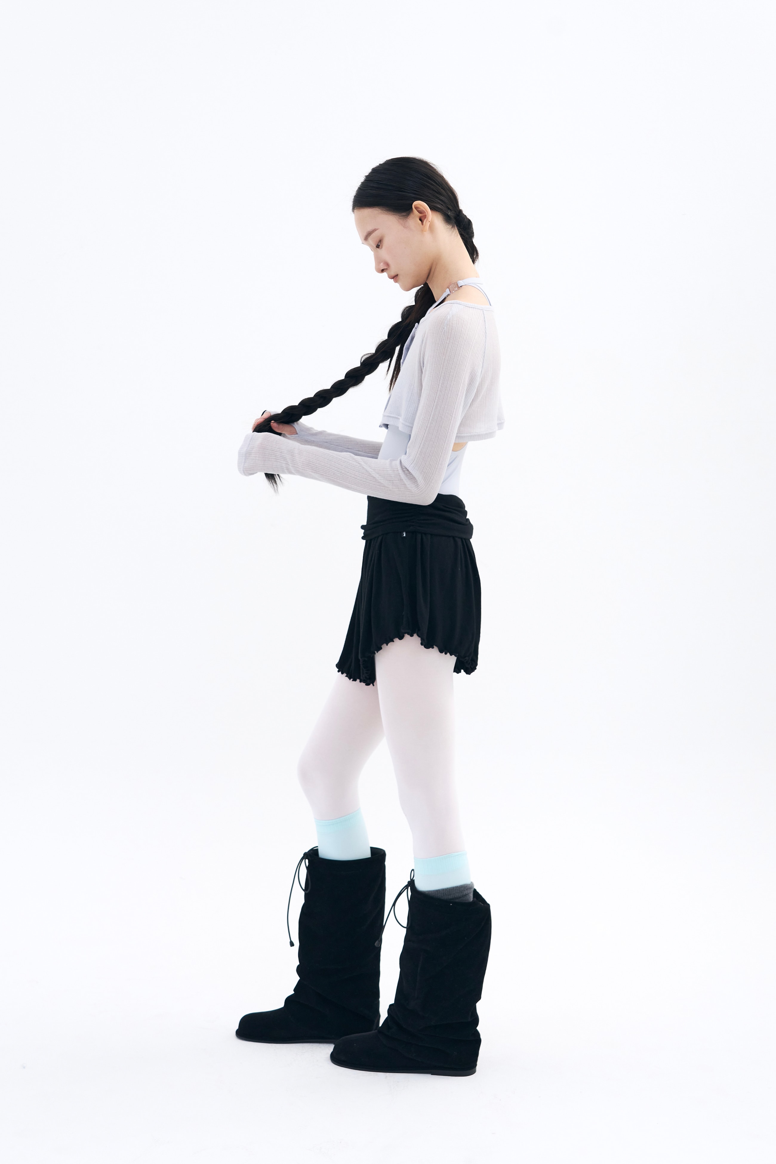 Unfold Shirring Skirt _ Black