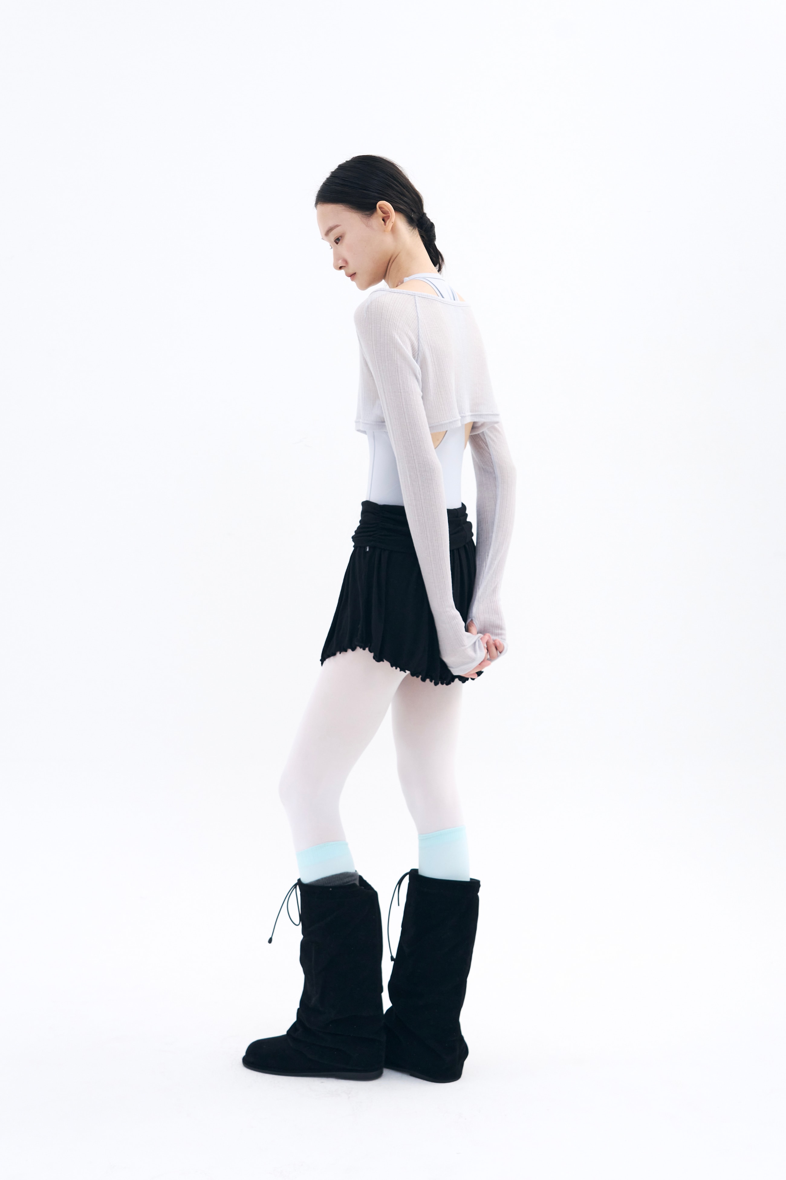 Unfold Shirring Skirt _ Black
