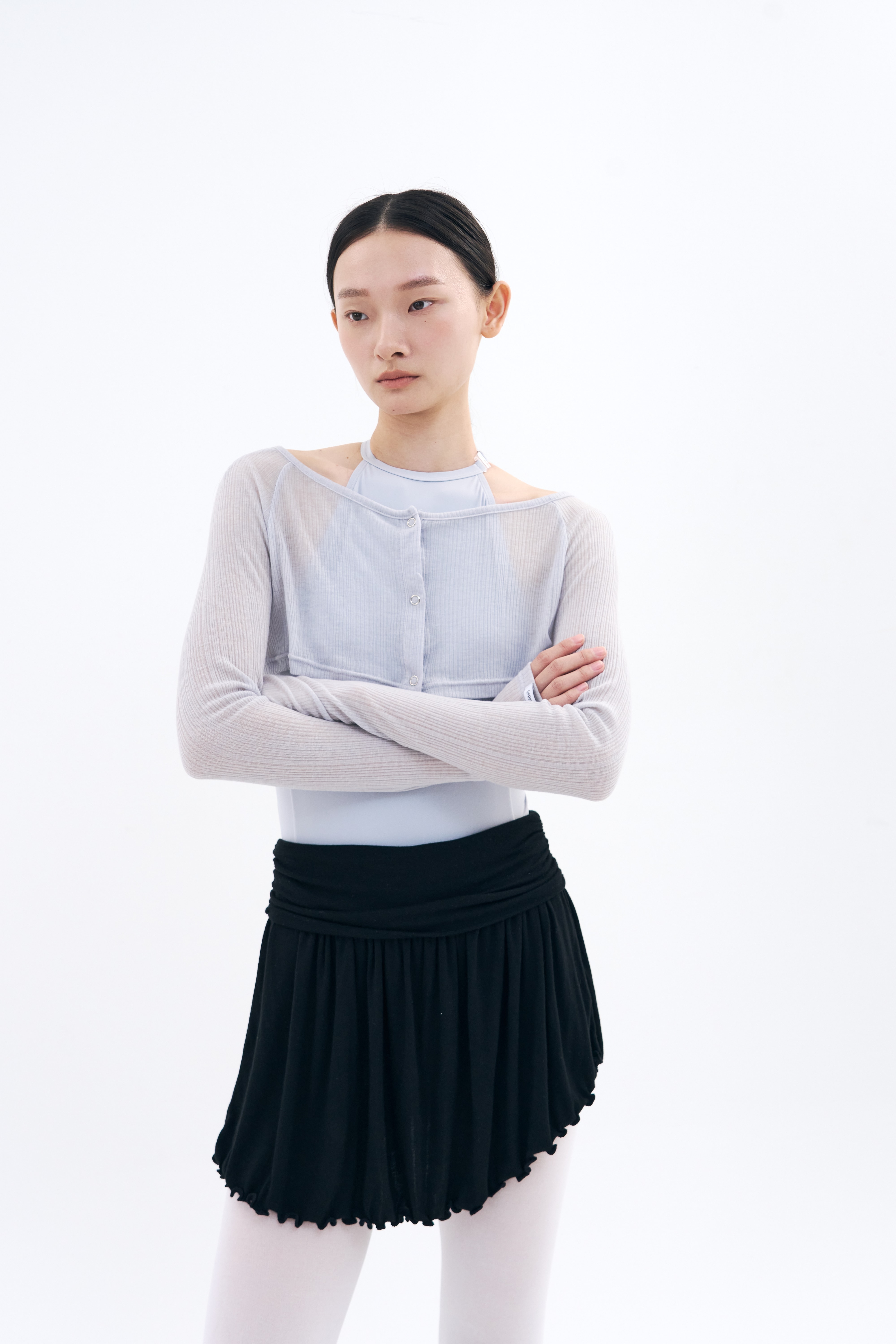 Unfold Shirring Skirt _ Black