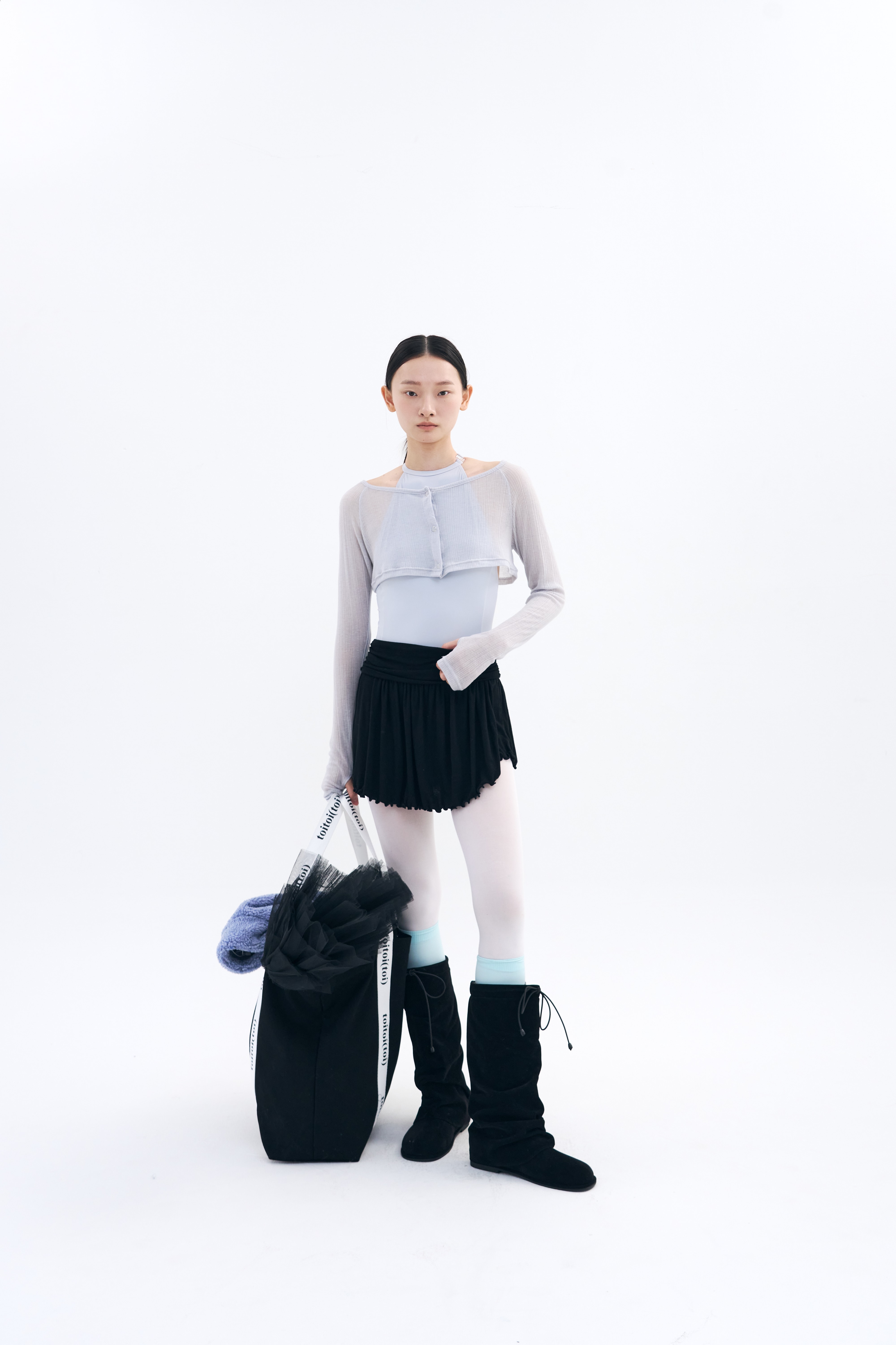 Unfold Shirring Skirt _ Black