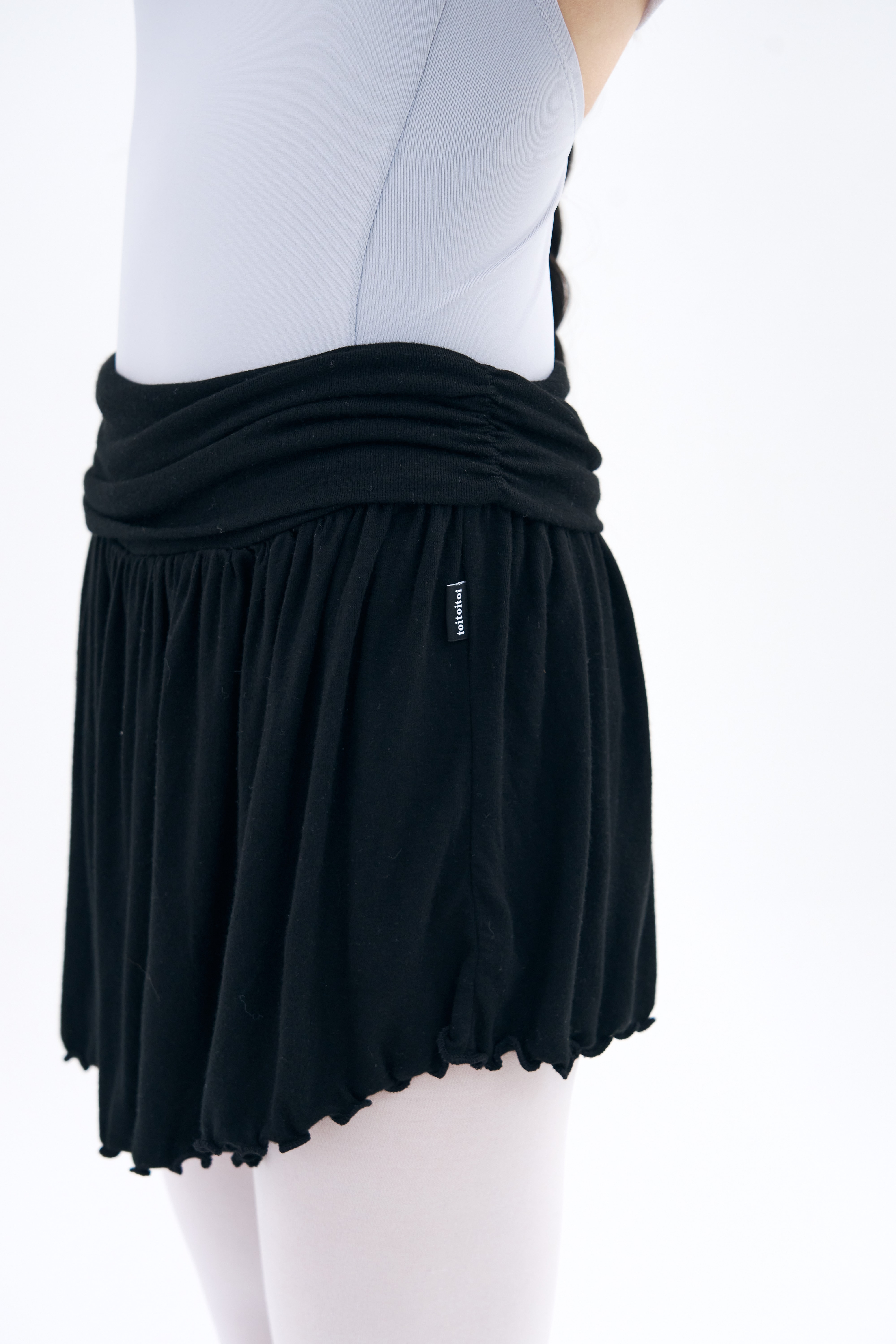 Unfold Shirring Skirt _ Black