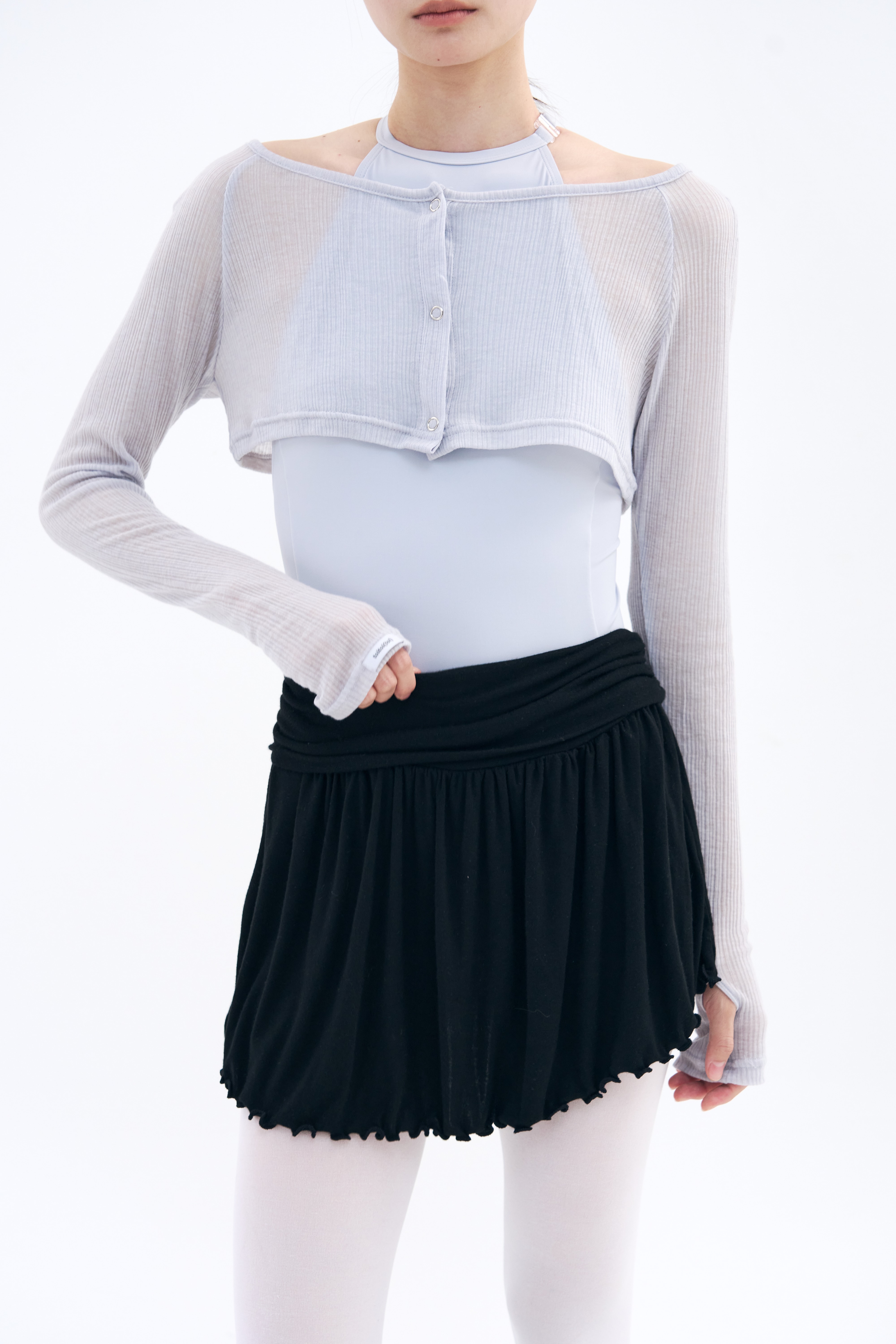 Unfold Shirring Skirt _ Black