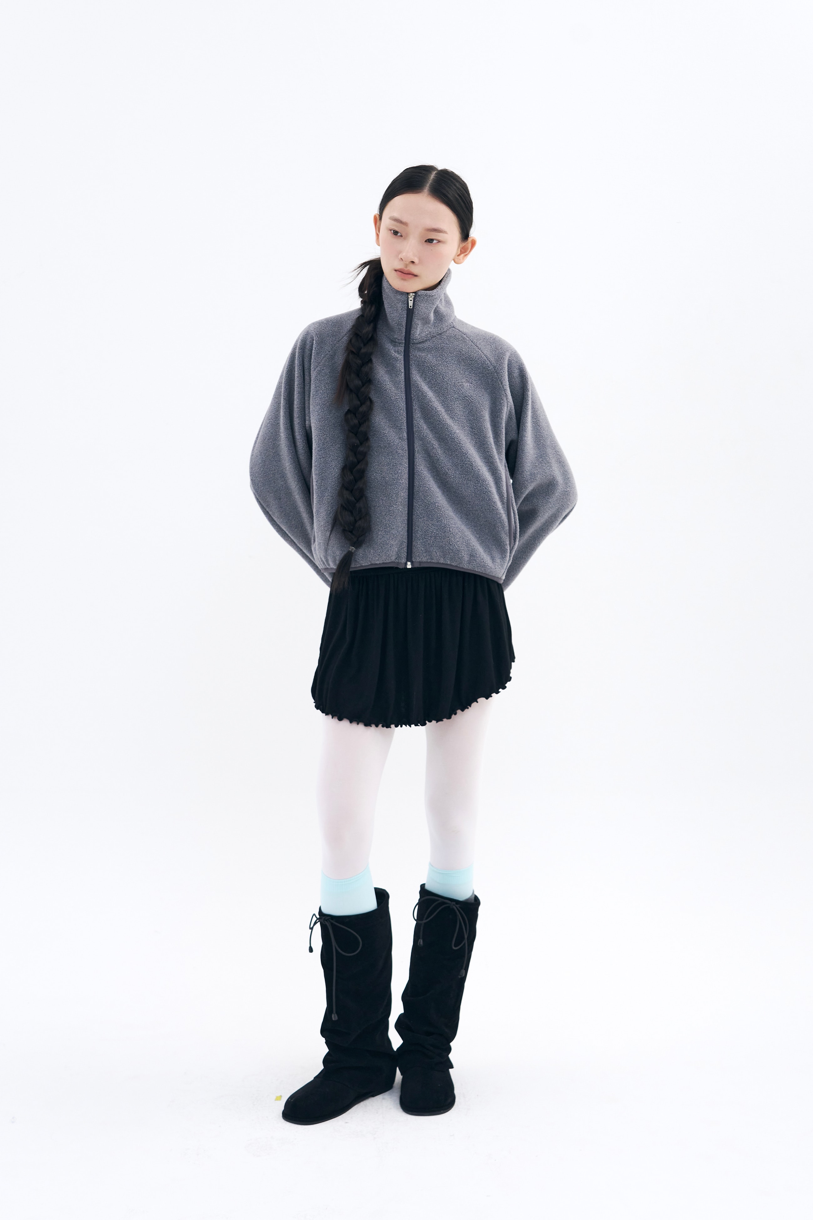 Unfold Shirring Skirt _ Black