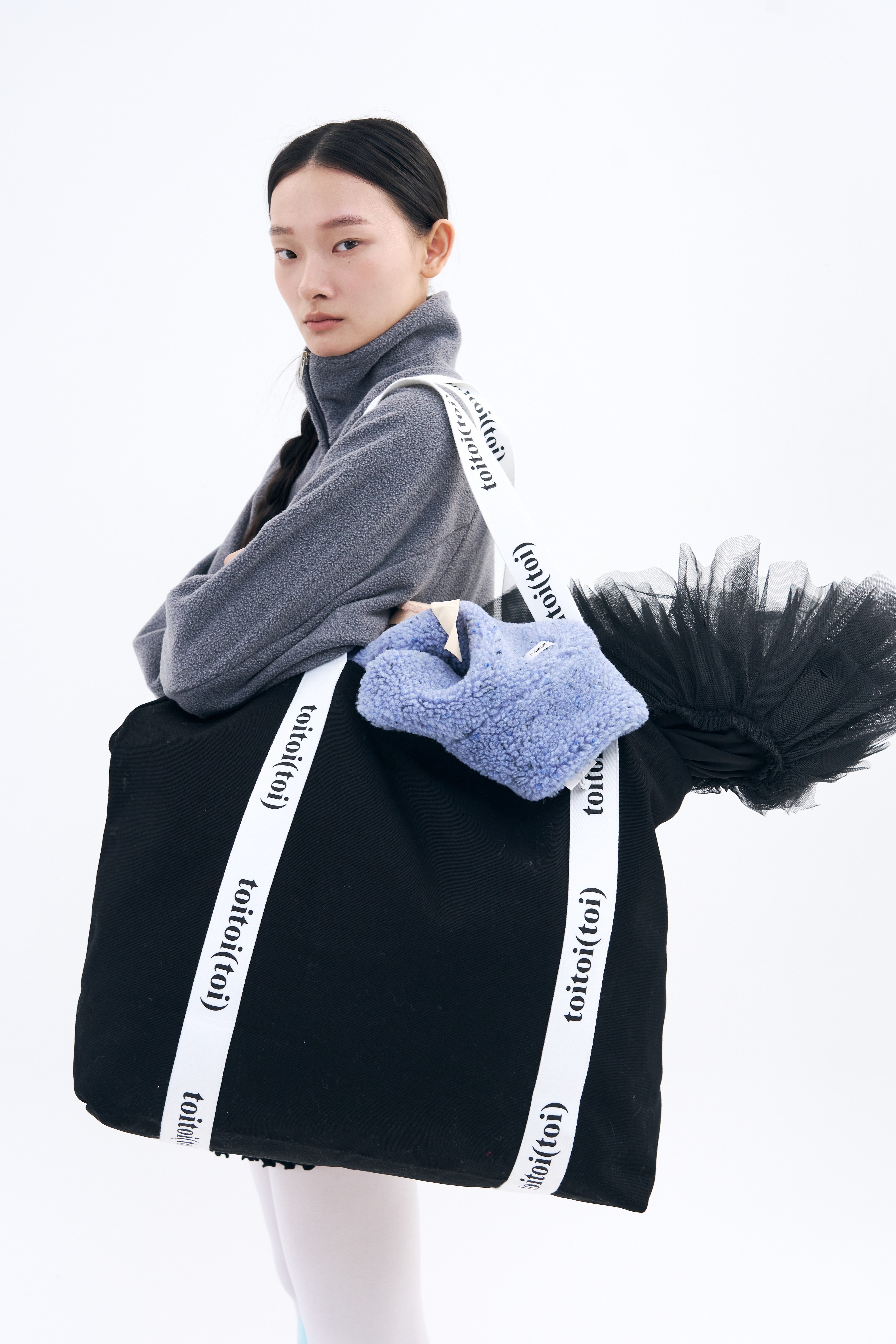 Cropped Fleece Jacket _ Ash Melange