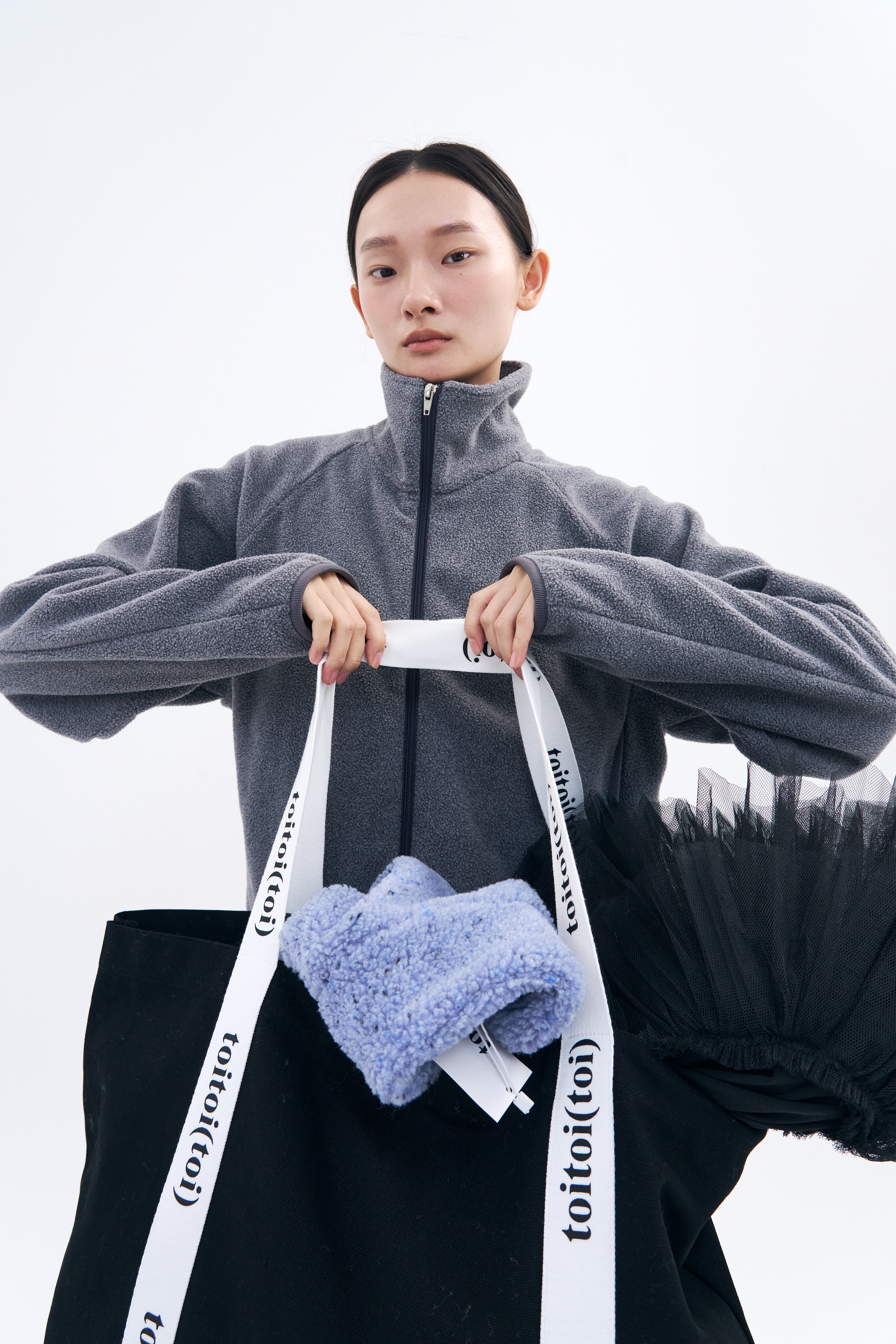 Cropped Fleece Jacket _ Ash Melange
