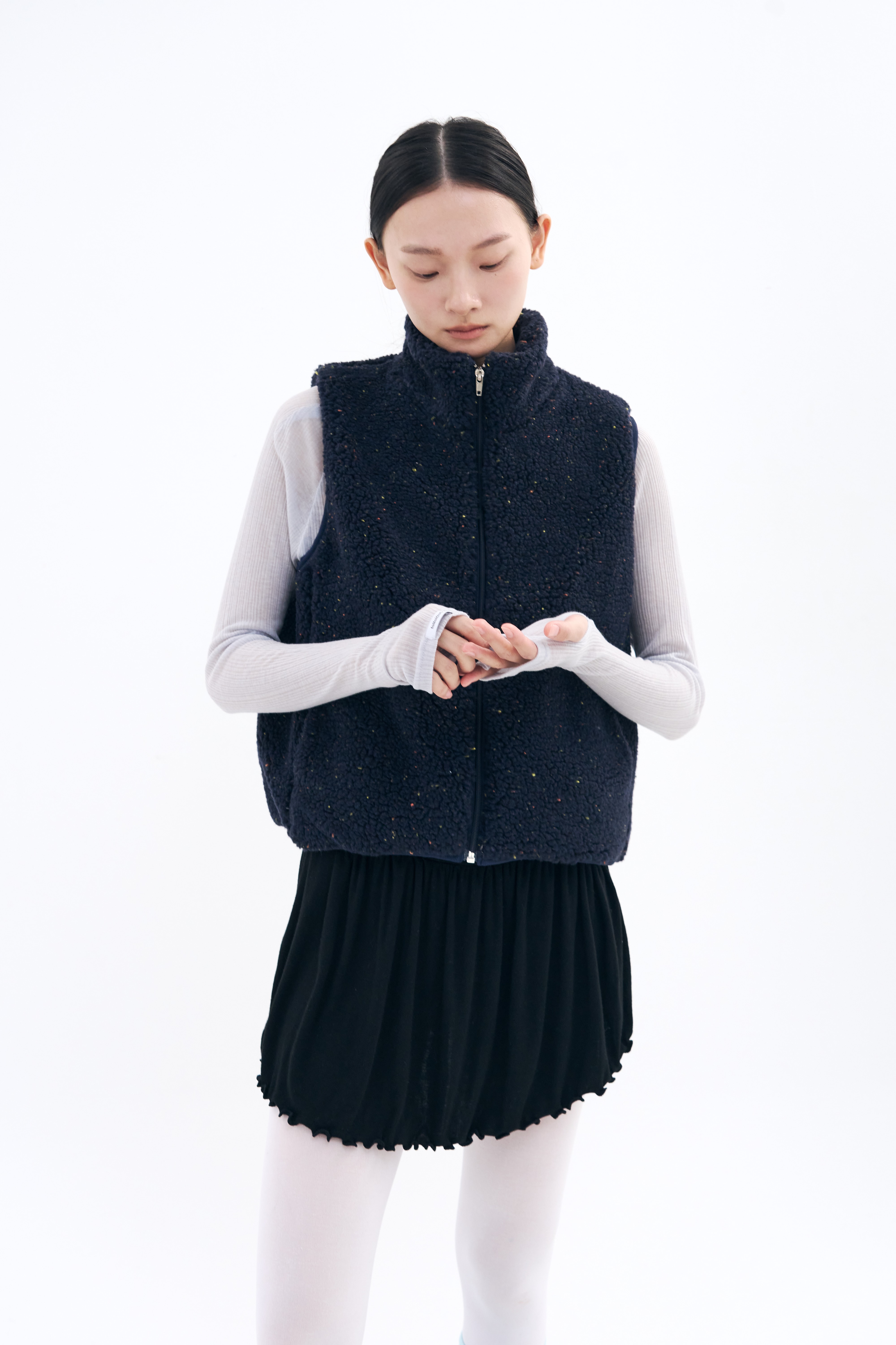 Unfold Shirring Skirt _ Black