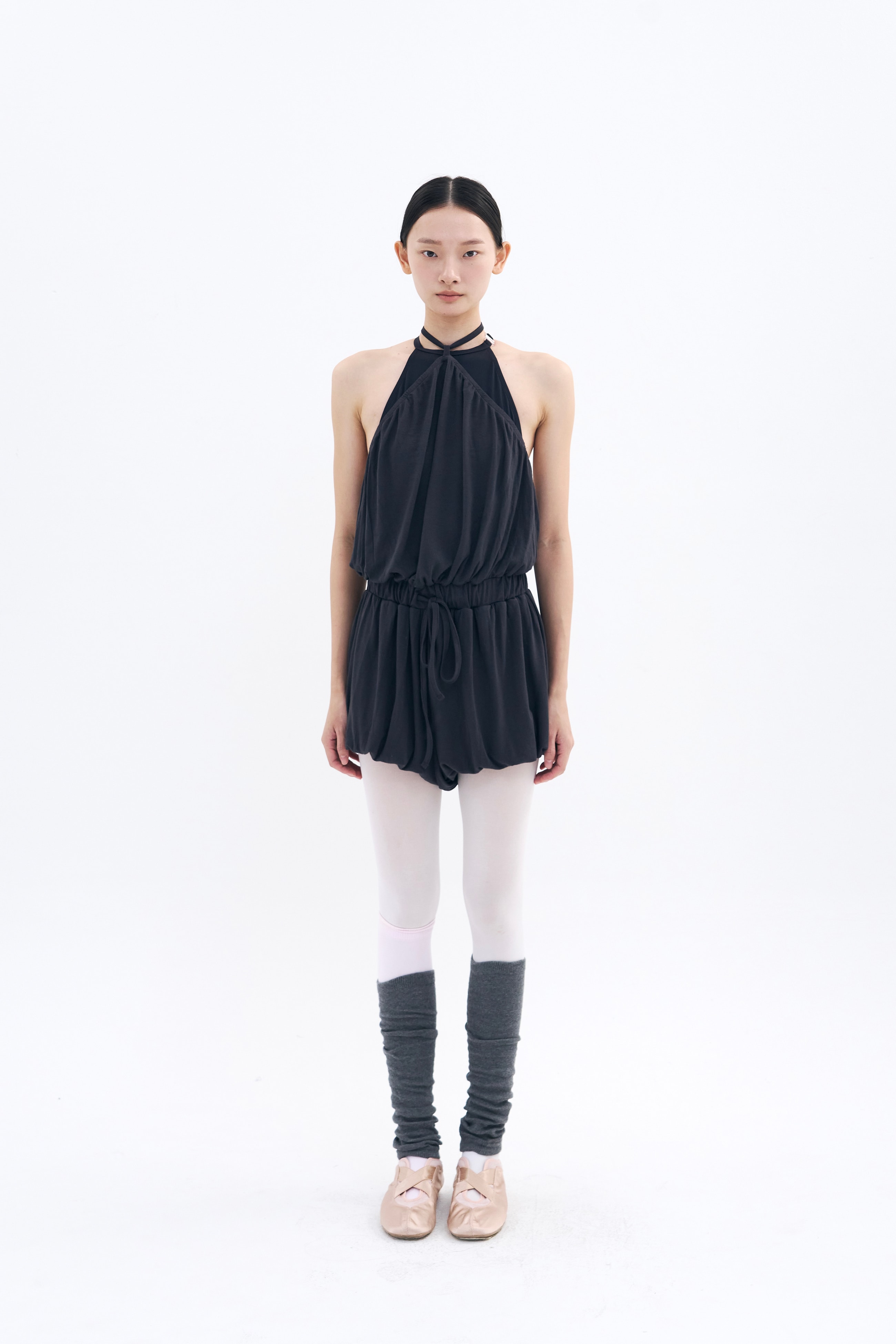 [2차 Reorder]Halter Balloon Romper _ Midnight Charcoal