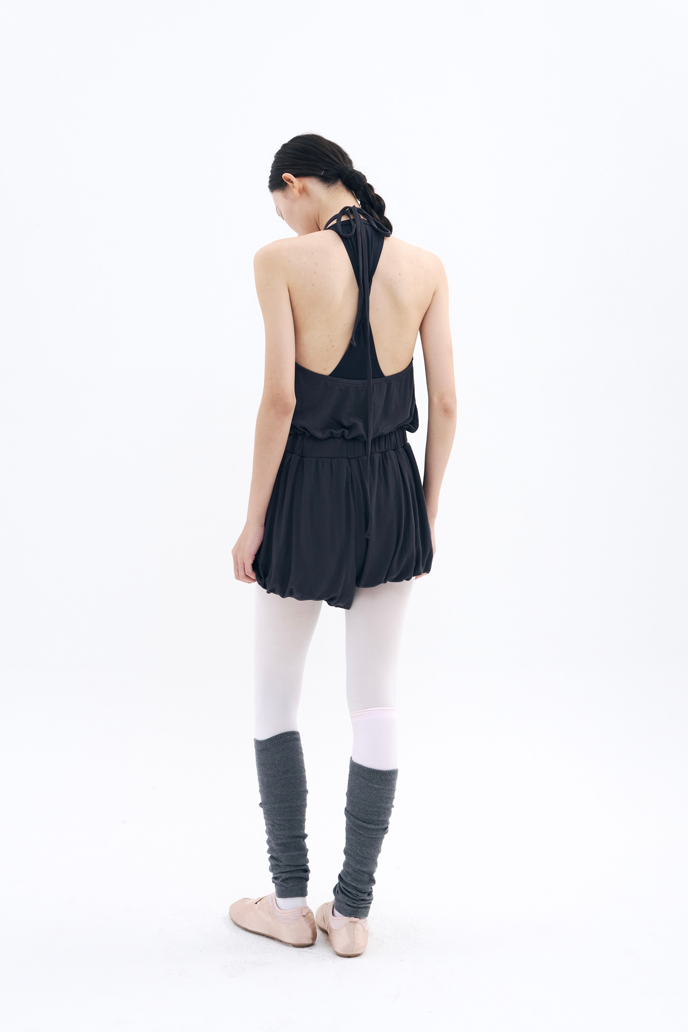 [2차 Reorder]Halter Balloon Romper _ Midnight Charcoal