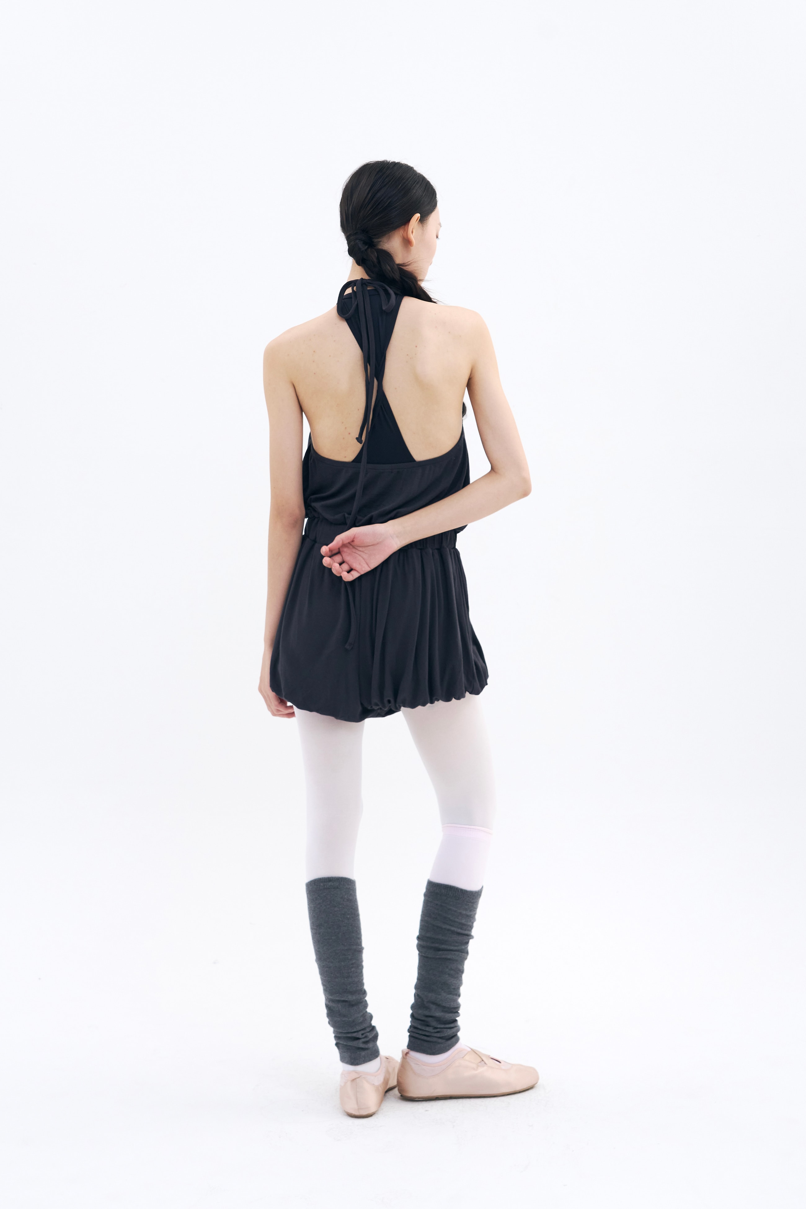 [2차 Reorder]Halter Balloon Romper _ Midnight Charcoal
