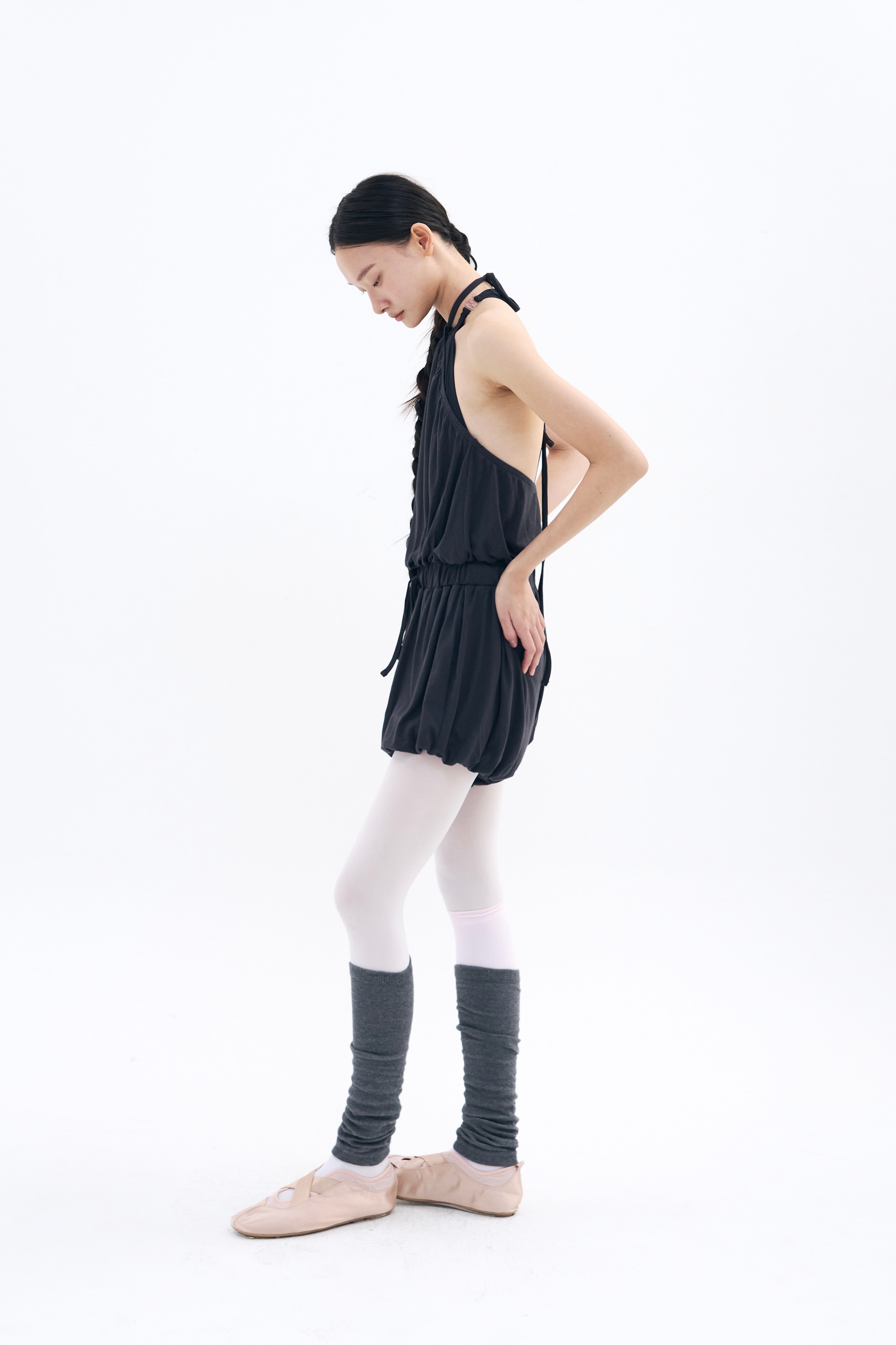 [2차 Reorder]Halter Balloon Romper _ Midnight Charcoal