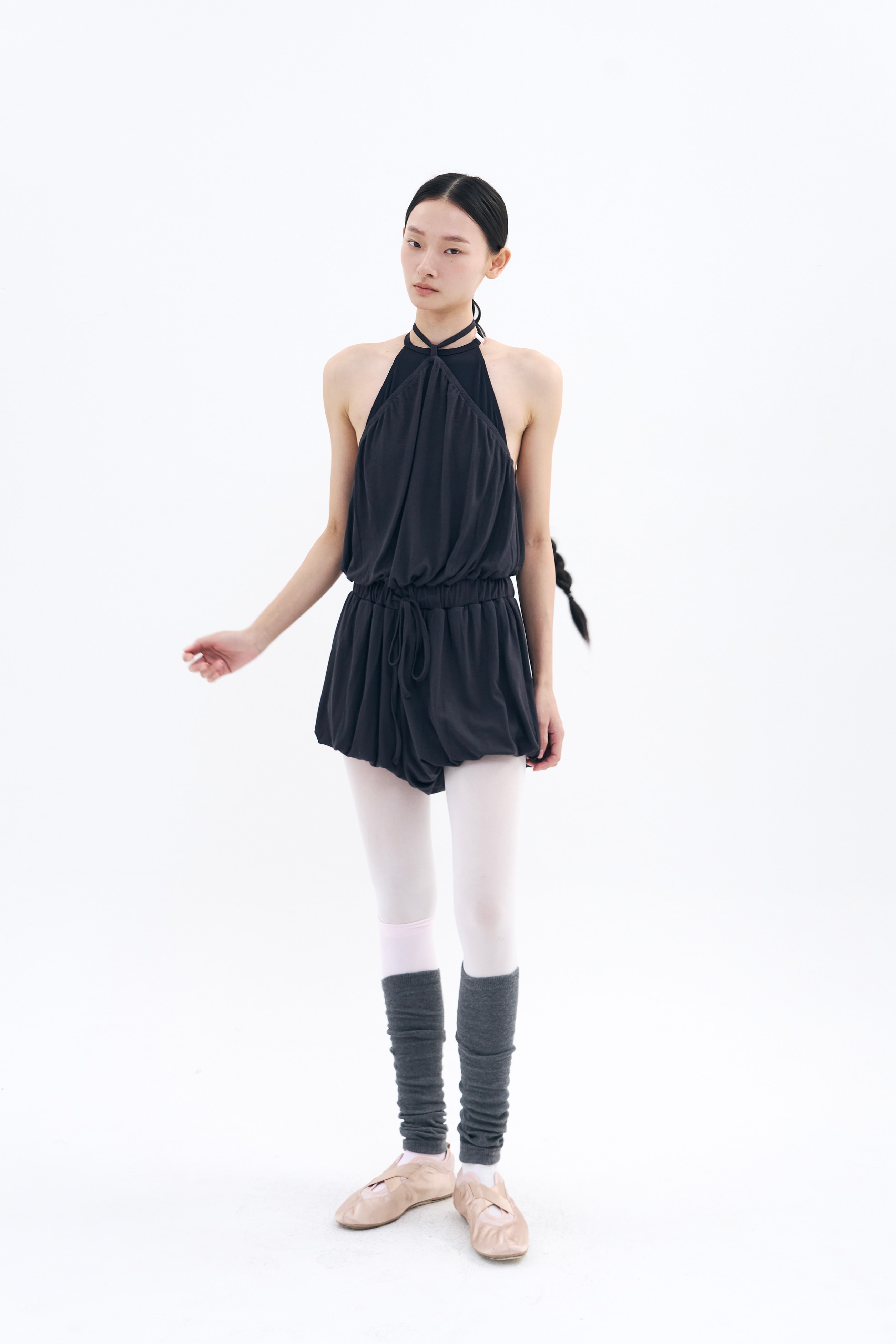 [2차 Reorder]Halter Balloon Romper _ Midnight Charcoal