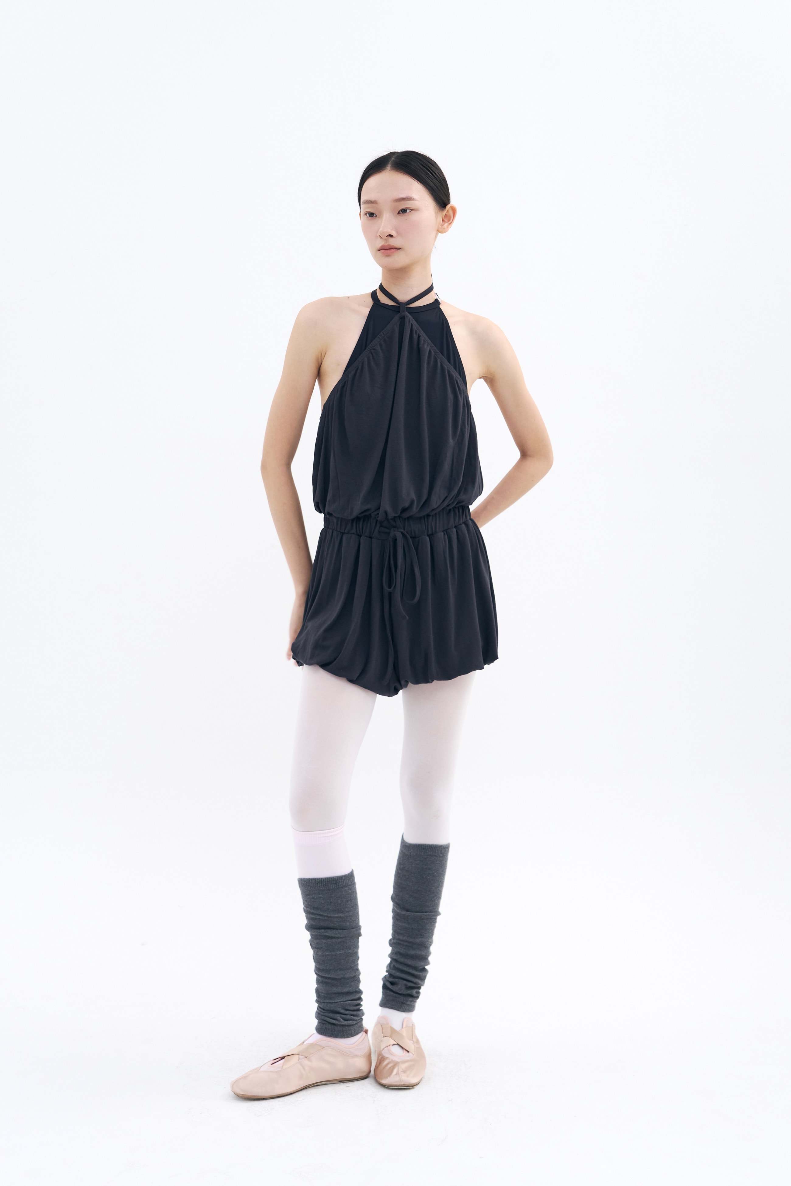 [2차 Reorder]Halter Balloon Romper _ Midnight Charcoal