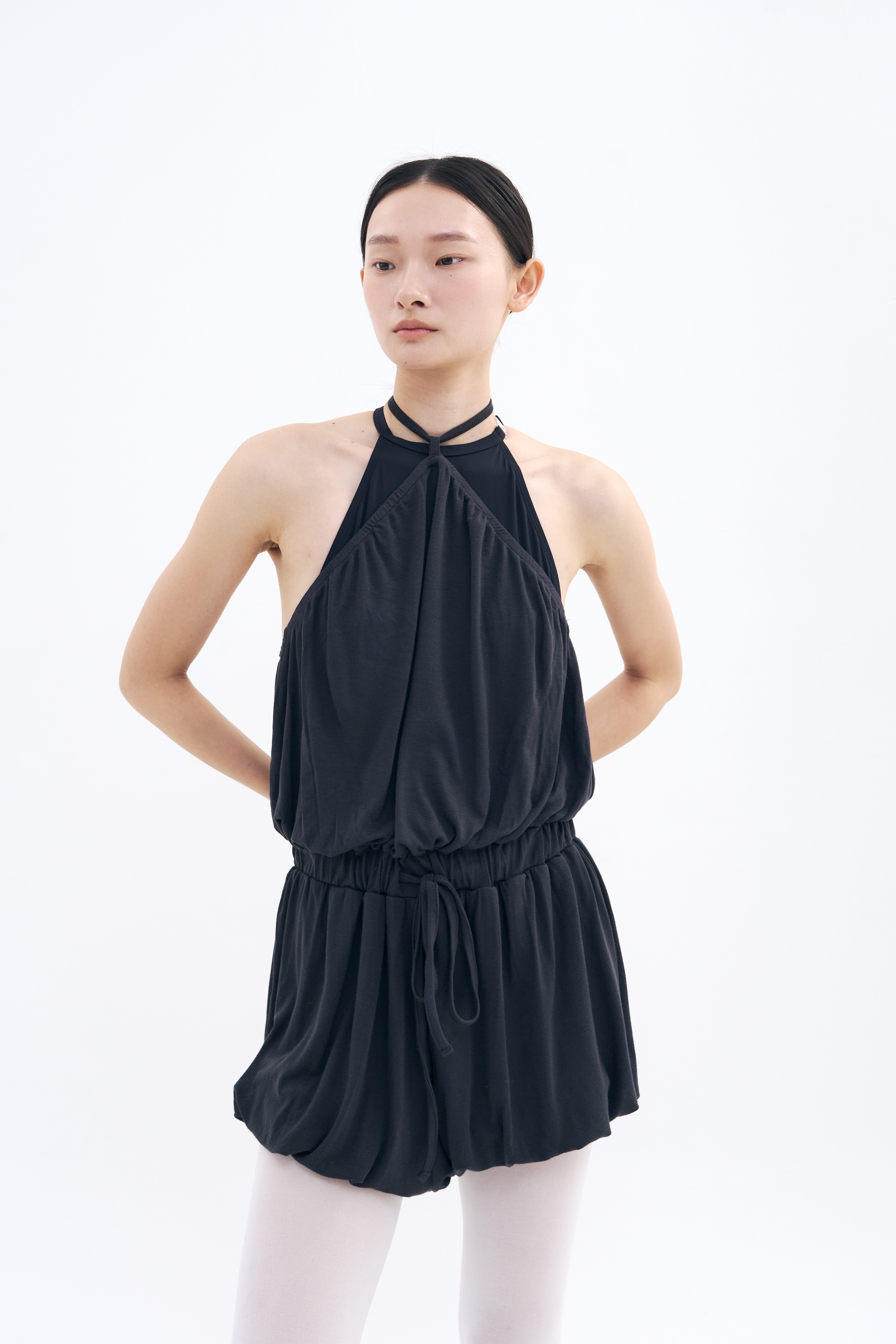 [2차 Reorder]Halter Balloon Romper _ Midnight Charcoal