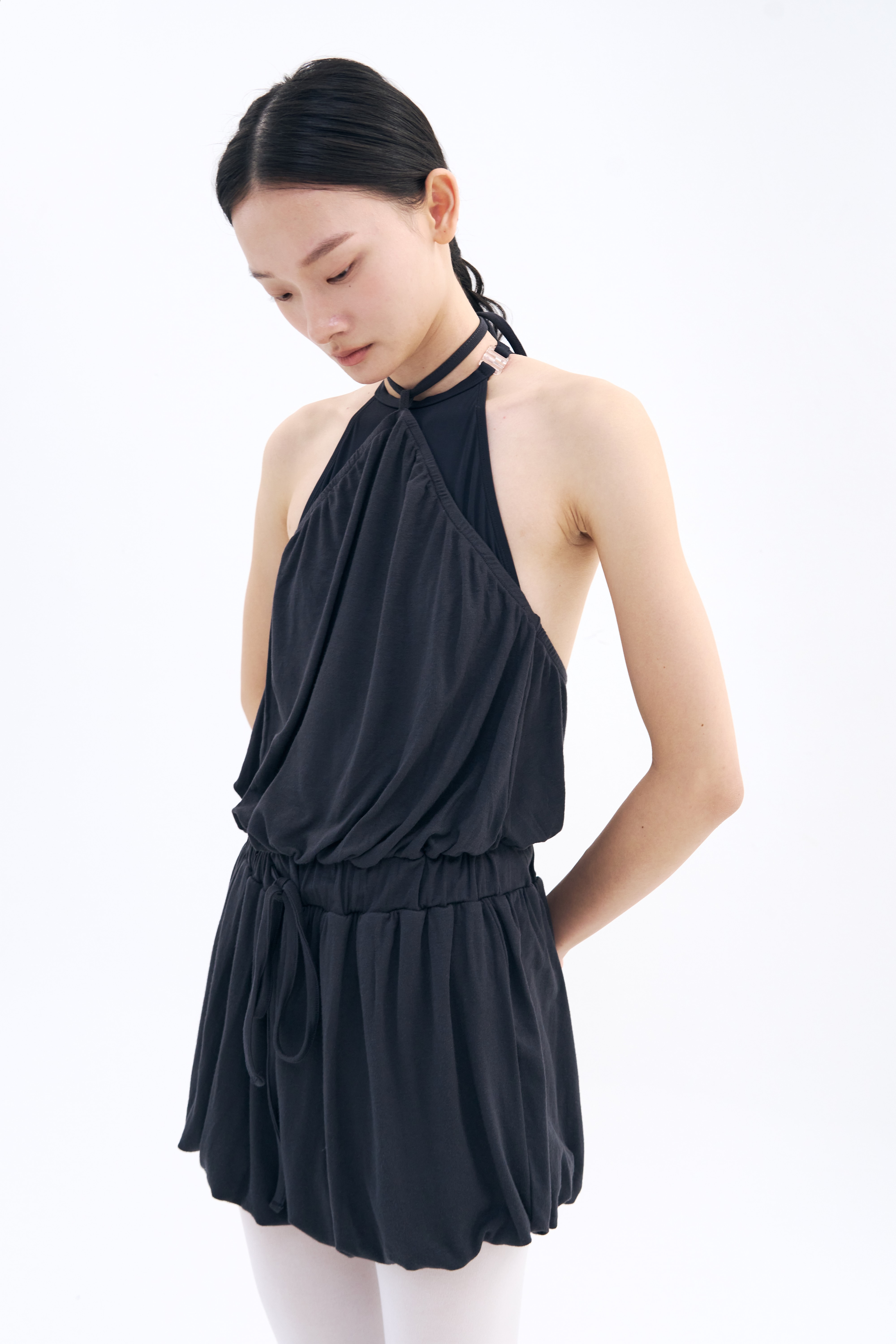 [2차 Reorder]Halter Balloon Romper _ Midnight Charcoal