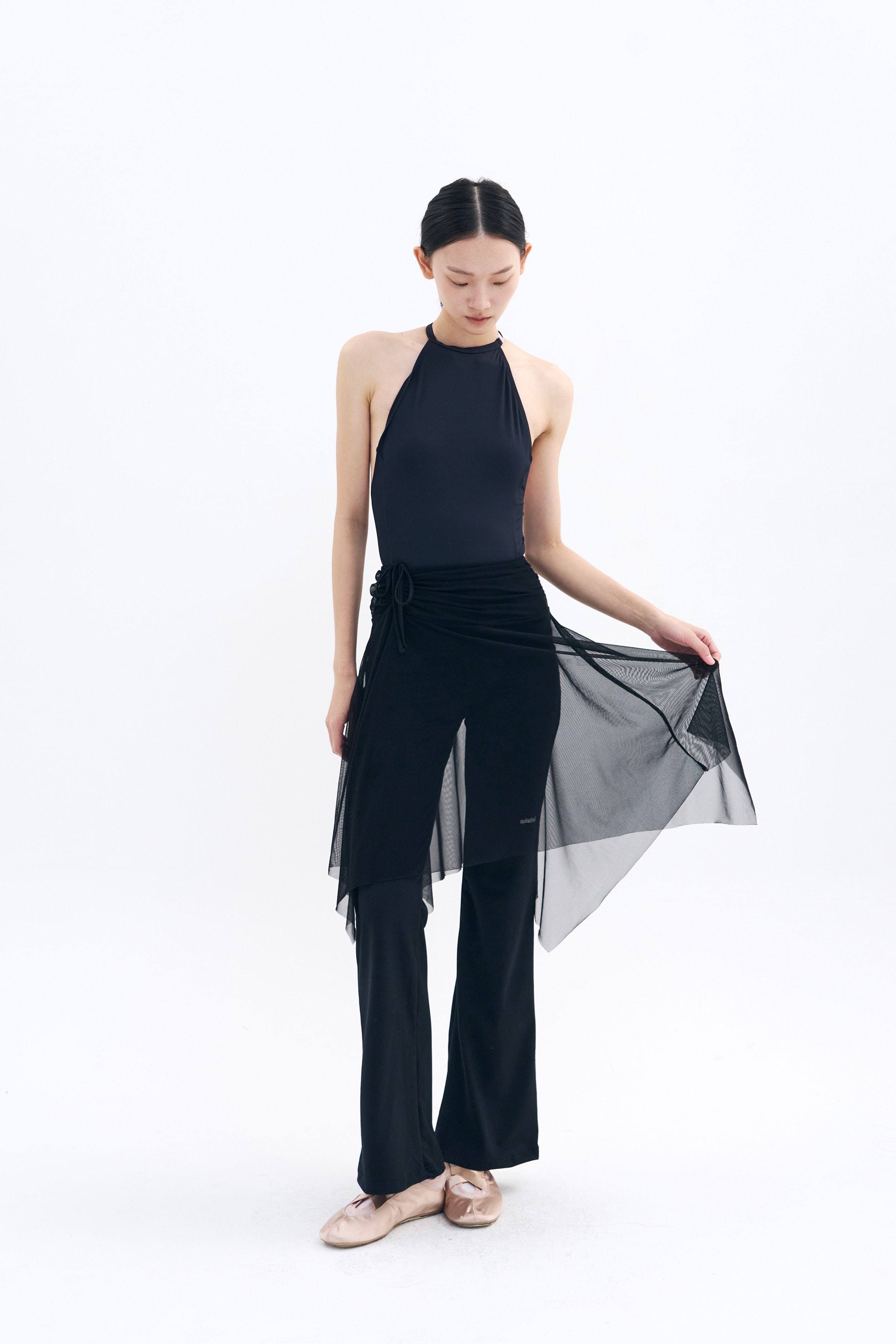 Bow of Air Mesh Skirt _ Black