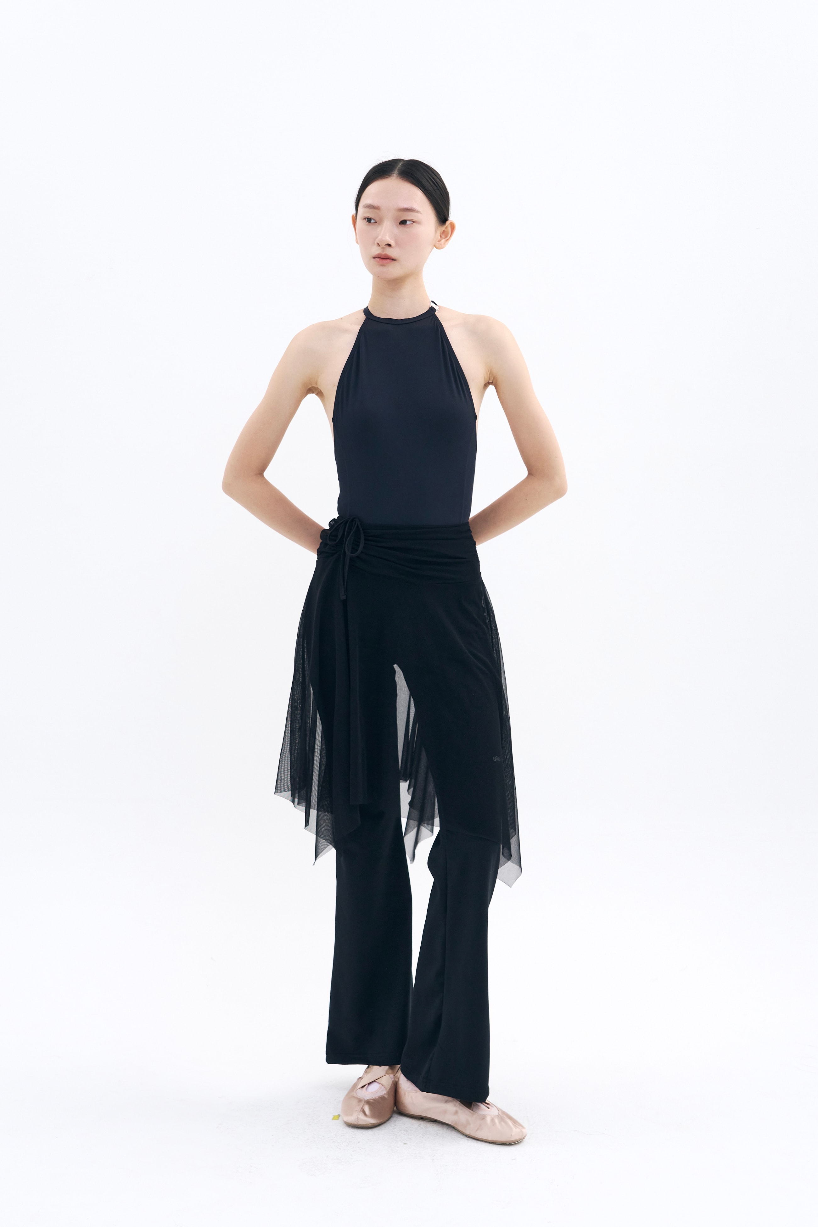 Bow of Air Mesh Skirt _ Black