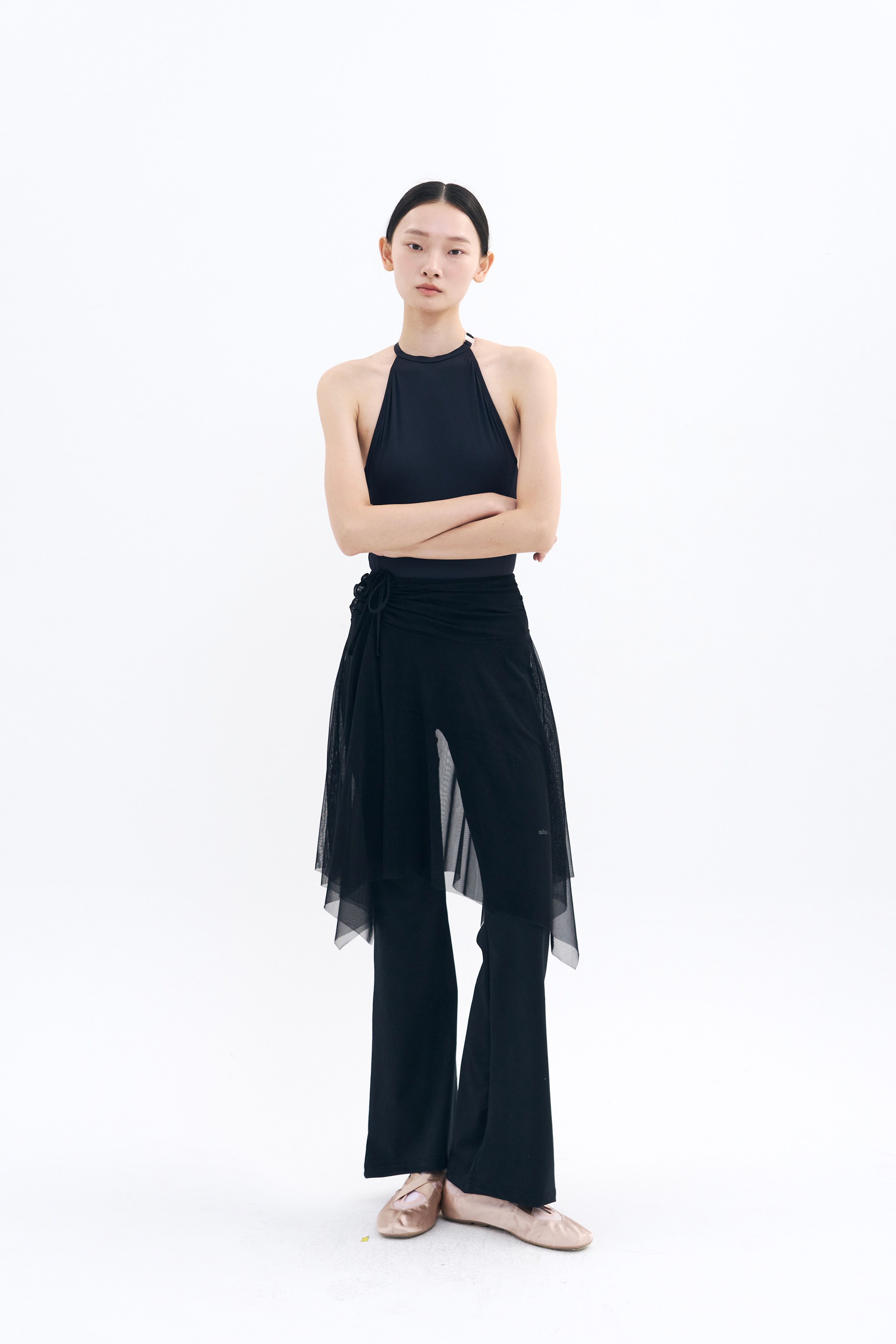 Bow of Air Mesh Skirt _ Black