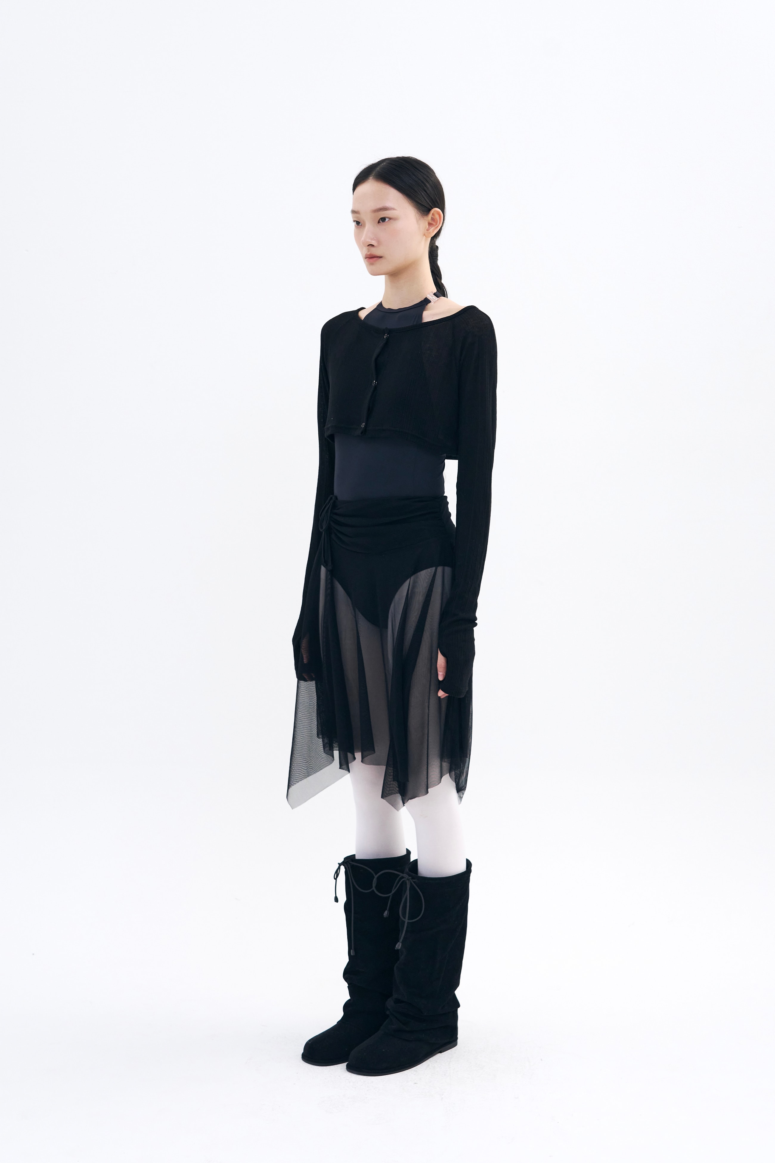 Bow of Air Mesh Skirt _ Black
