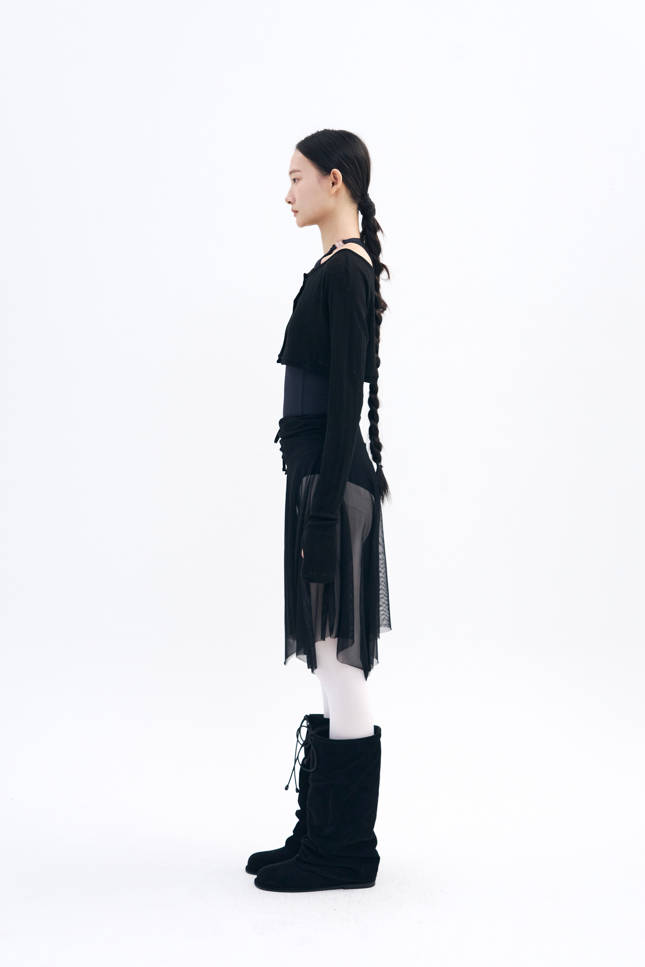Bow of Air Mesh Skirt _ Black