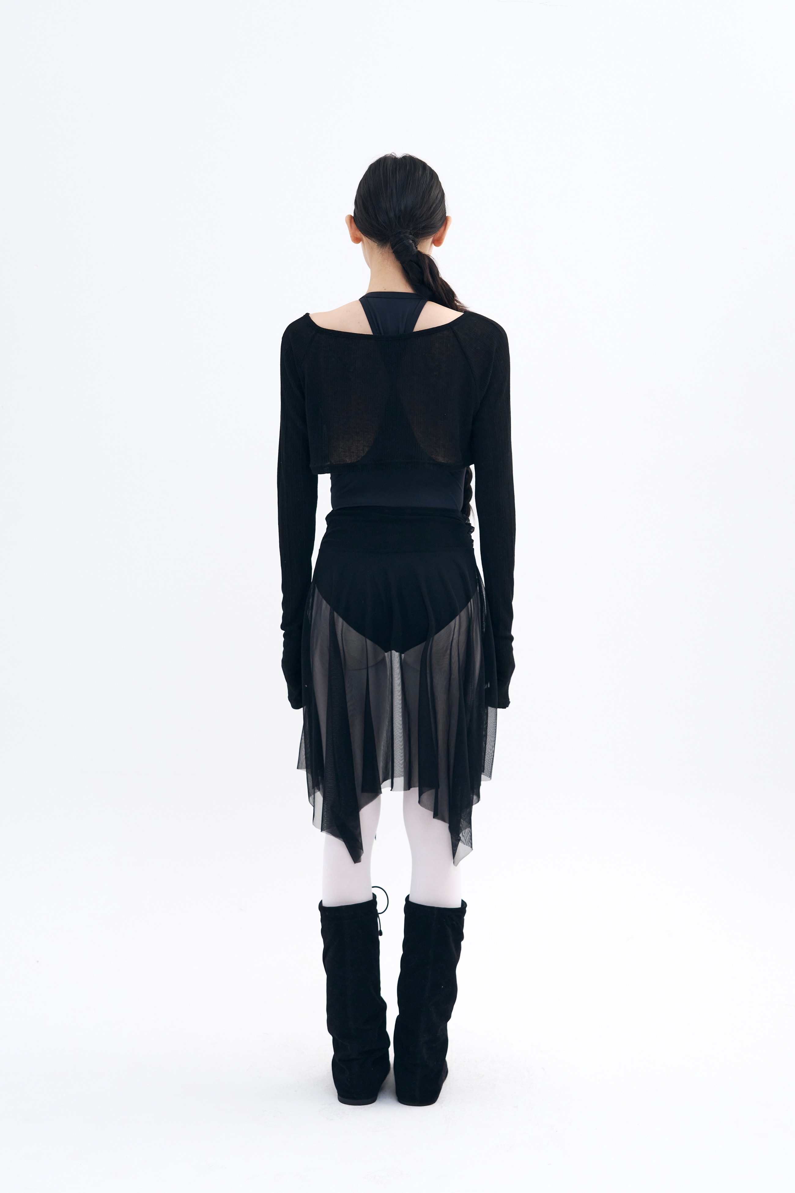 Bow of Air Mesh Skirt _ Black