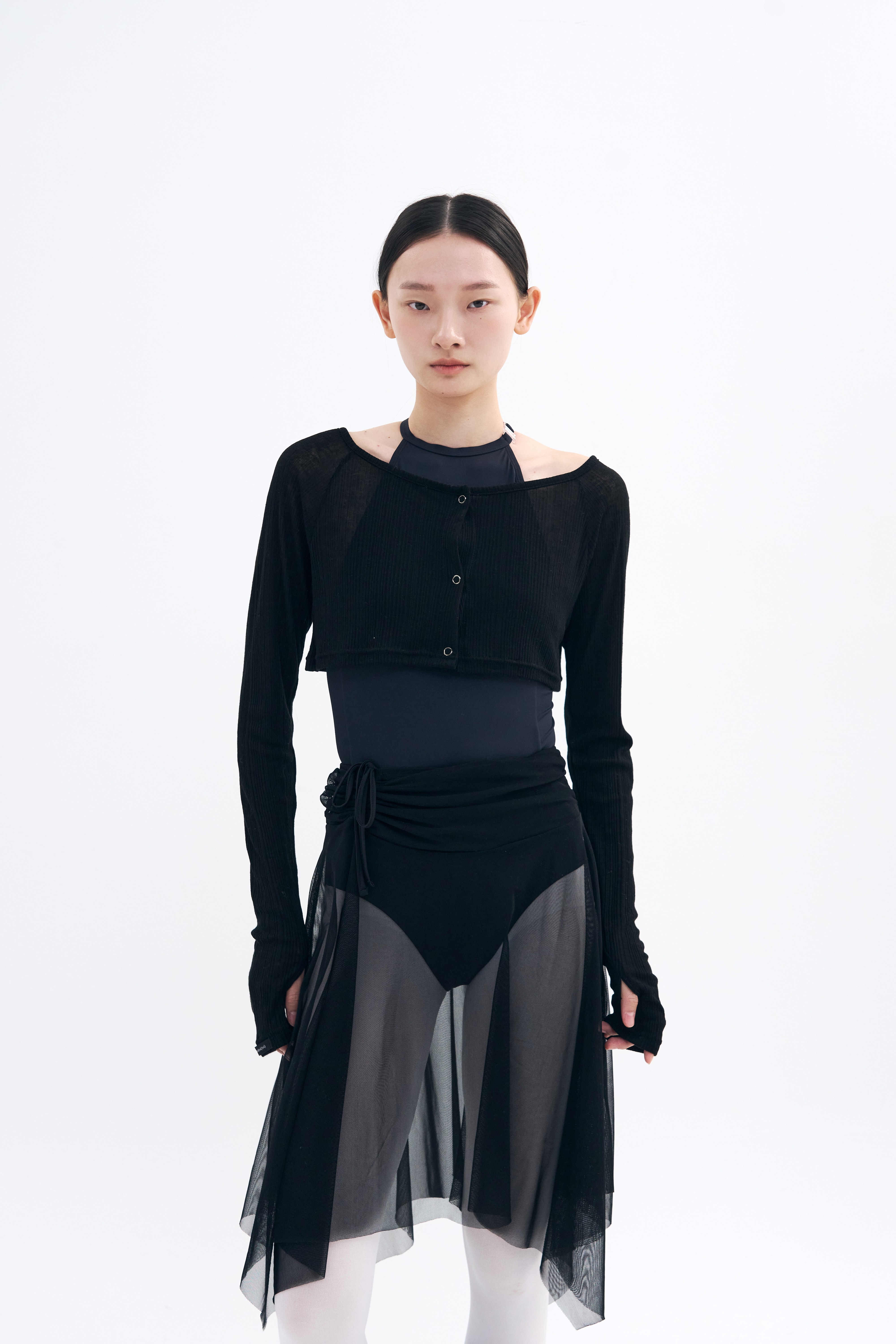Bow of Air Mesh Skirt _ Black