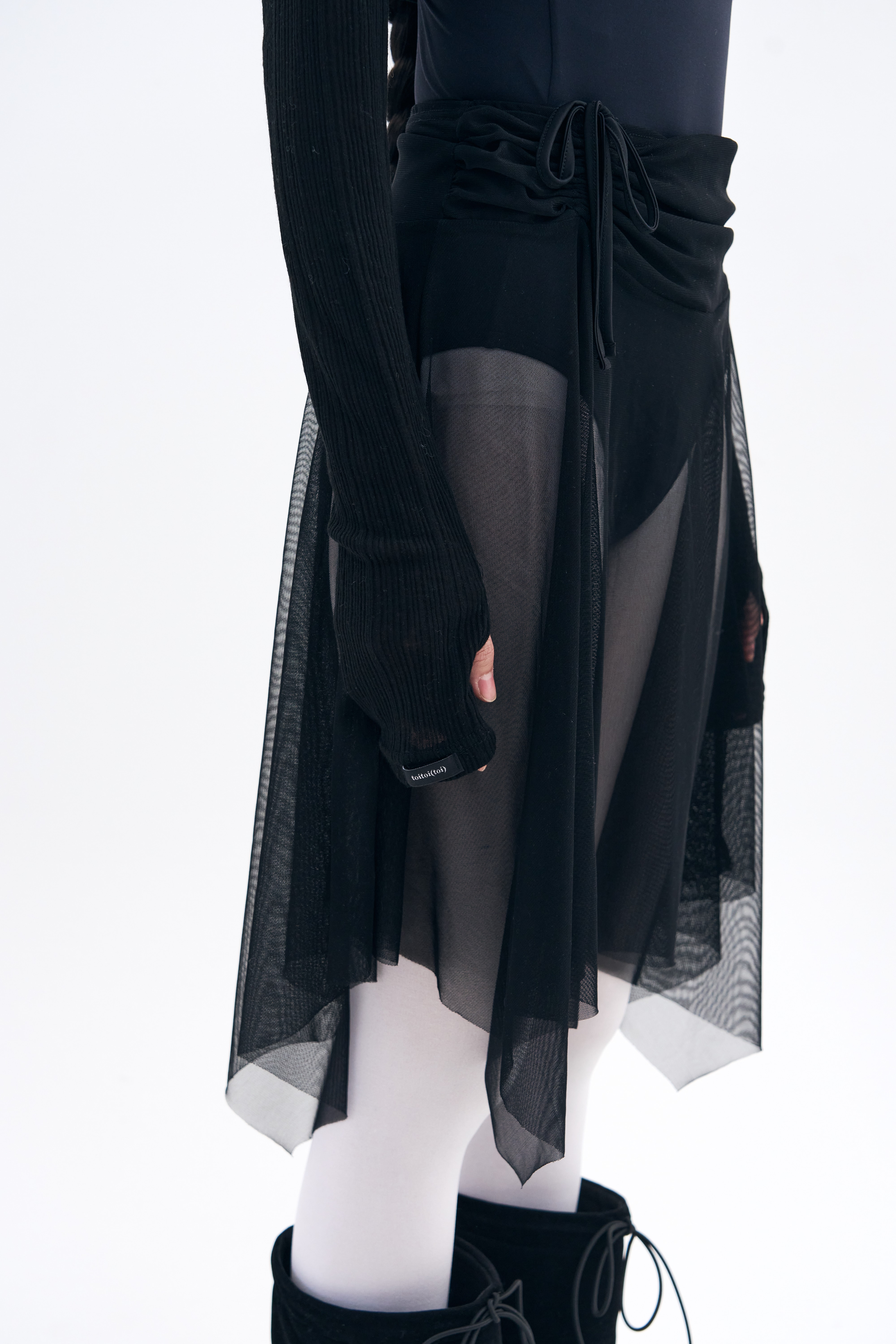 Bow of Air Mesh Skirt _ Black